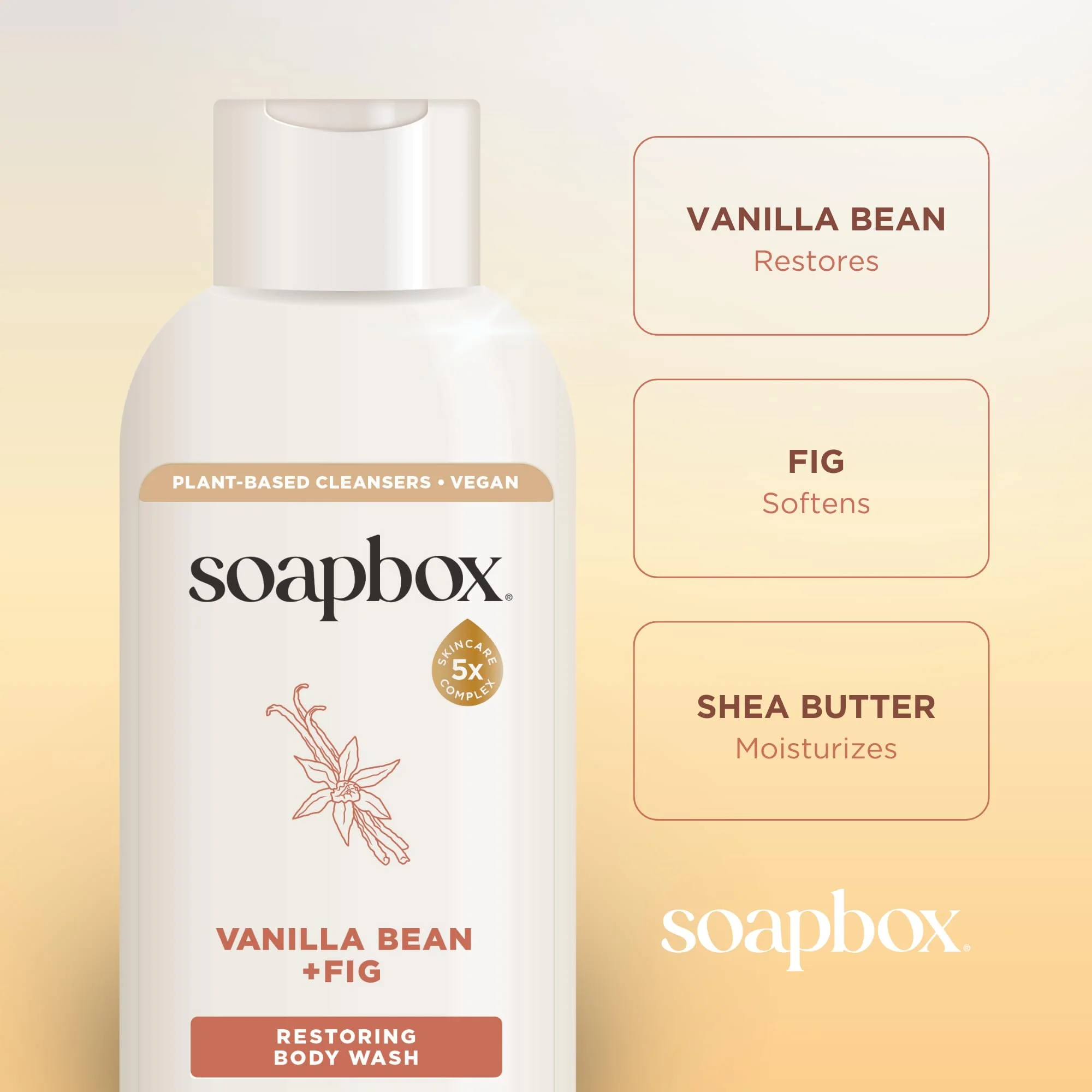 Soapbox Body Wash, Vanilla Bean & Fig Liquid Body Wash, Moisturizing Soap with Shea Butter, Vegan Duo Pack of 2 Soap Bottles, 20oz Each - Image 6