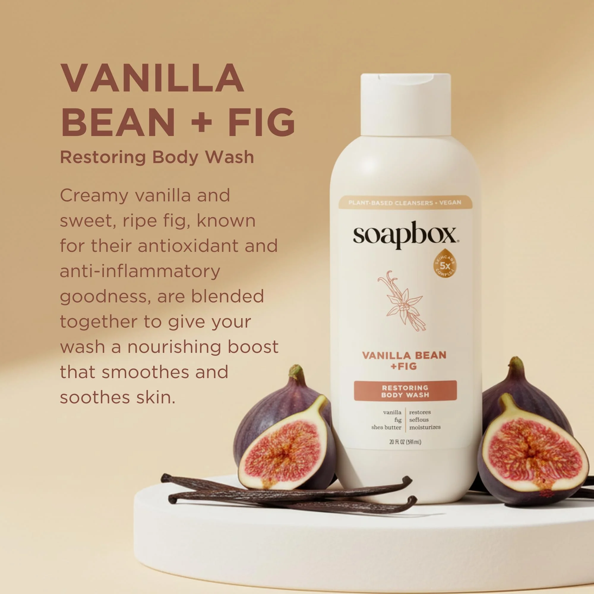 Soapbox Body Wash, Vanilla Bean & Fig Liquid Body Wash, Moisturizing Soap with Shea Butter, Vegan Duo Pack of 2 Soap Bottles, 20oz Each - Image 9