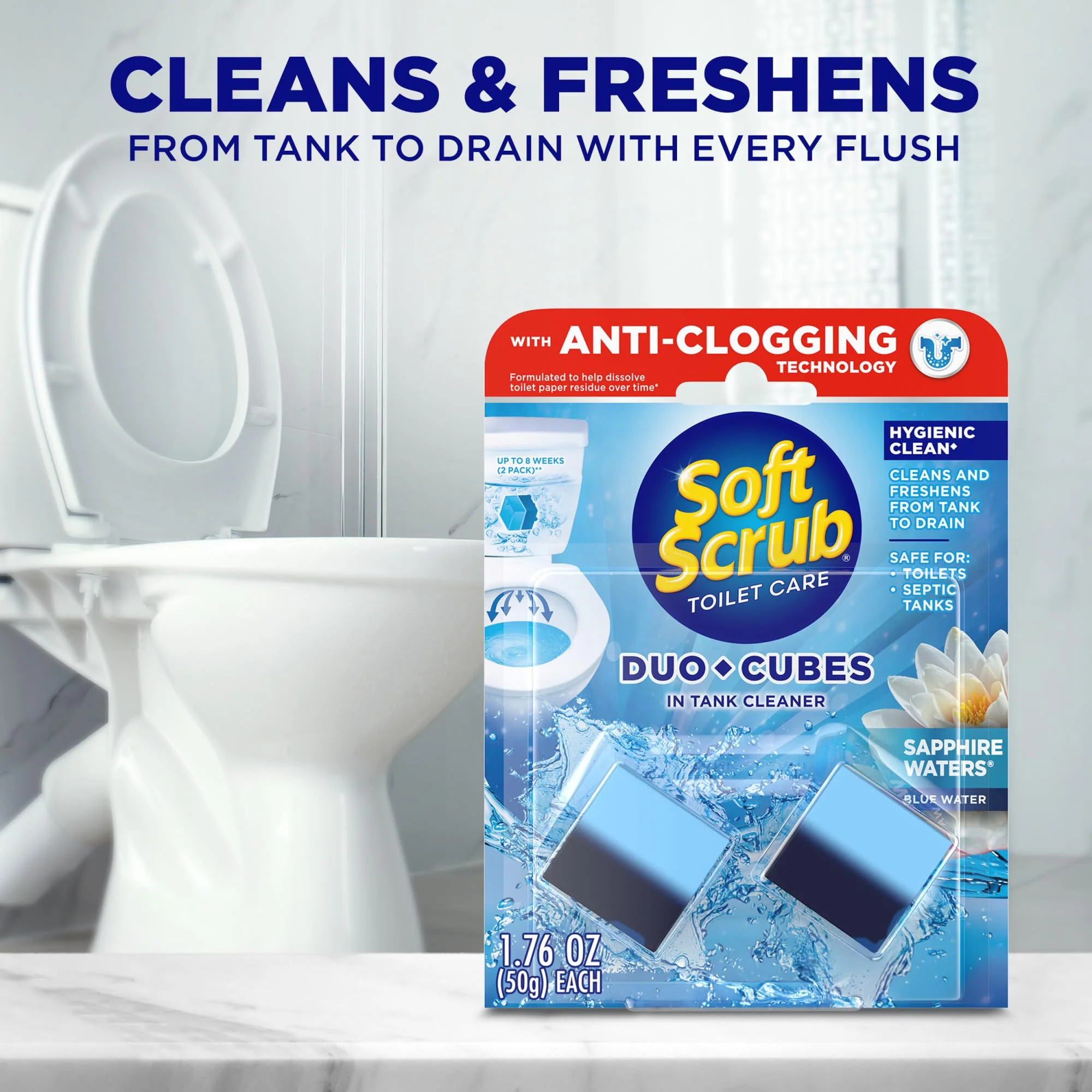 Soft Scrub DuoCubes In-Tank Toilet Cleaner, 2ct, Sapphire Waters (7 Pack) - Image 3