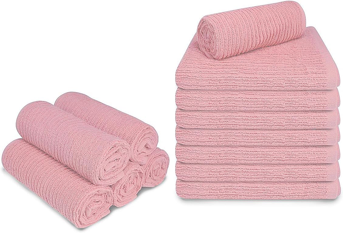 Softolle Bar Mop Towels, Pack of 12-16x19 Inches - 100% Cotton Super Absorbent Towels, Multi-Purpose for Home and Bar Cleaning (Pink) - Image 5