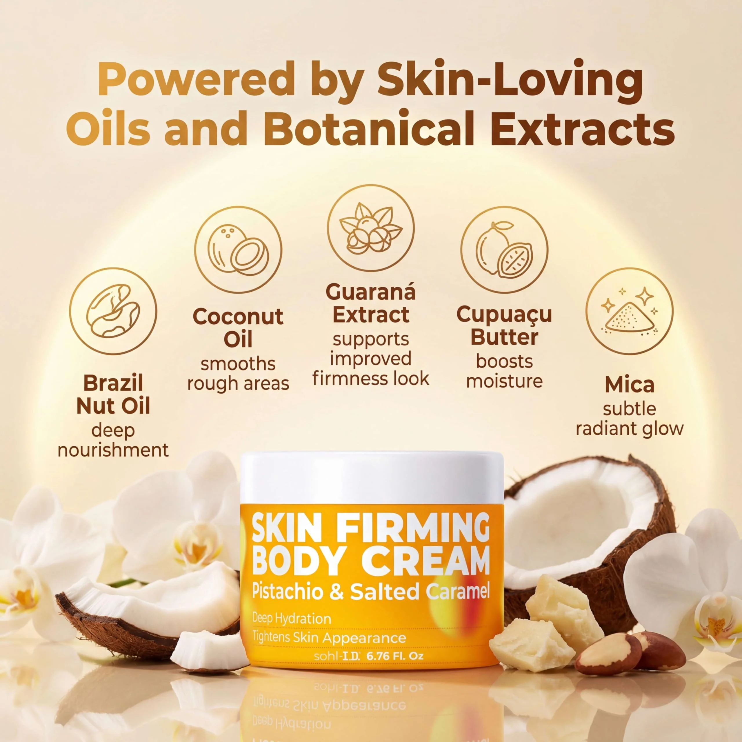 sohl-I.D. Skin Firming Body Cream, Hydrating Moisturizer with Brazil Nut Oil, Coconut Oil & Guaraná Extract, Improves the Look of Skin Firmness, Paraben & Sulfate-Free, Vegan-Friendly - 6.76 fl oz - Image 4
