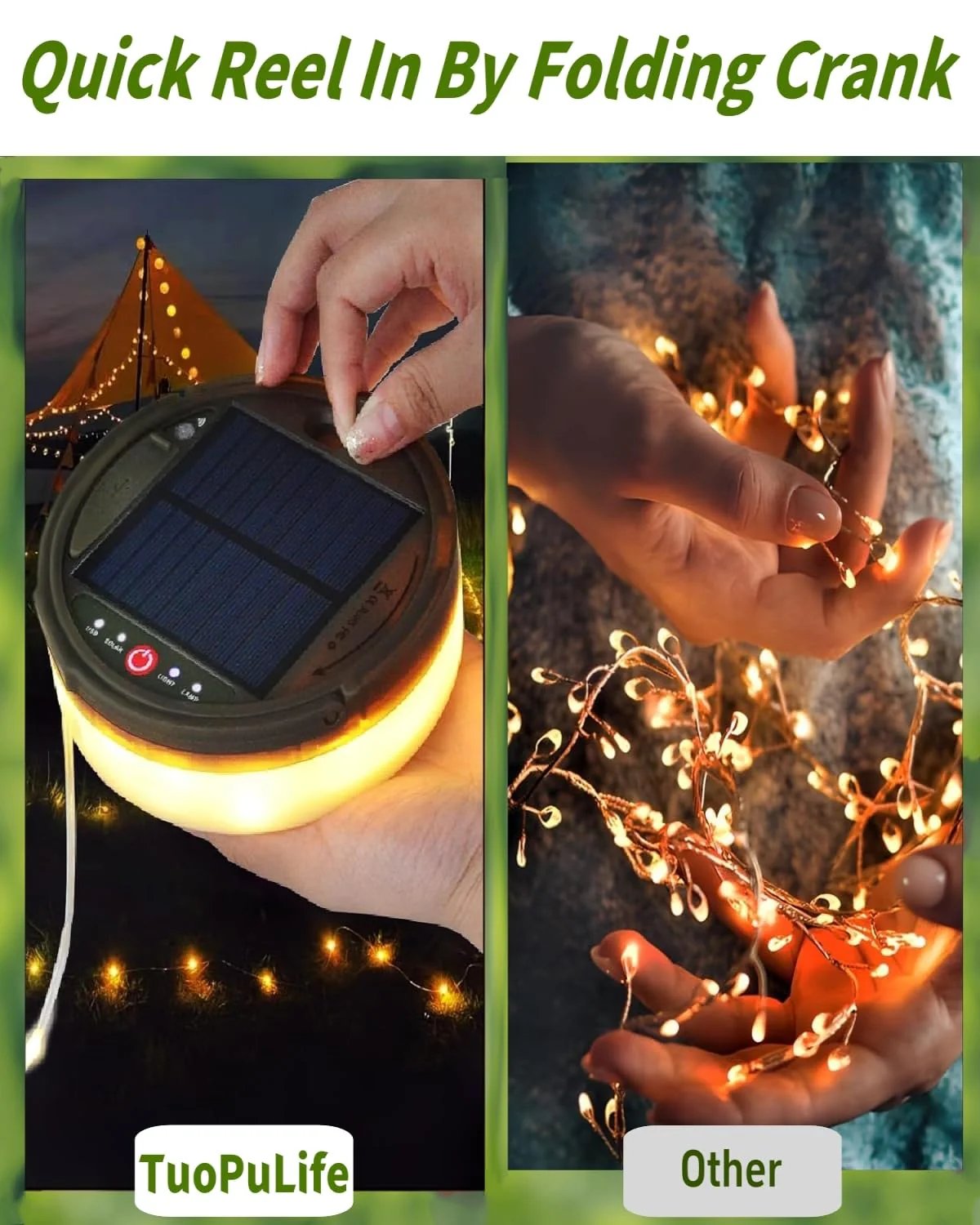 Solar Camping String Lights, 4 in 1 Fairy String Lights, Portable Waterproof Camp Lamp with 8 Lighting Modes, Hanging Rechargeable Tent Lantern for Christmas Decorations Patio Party Essentials-39.4 FT - Image 4