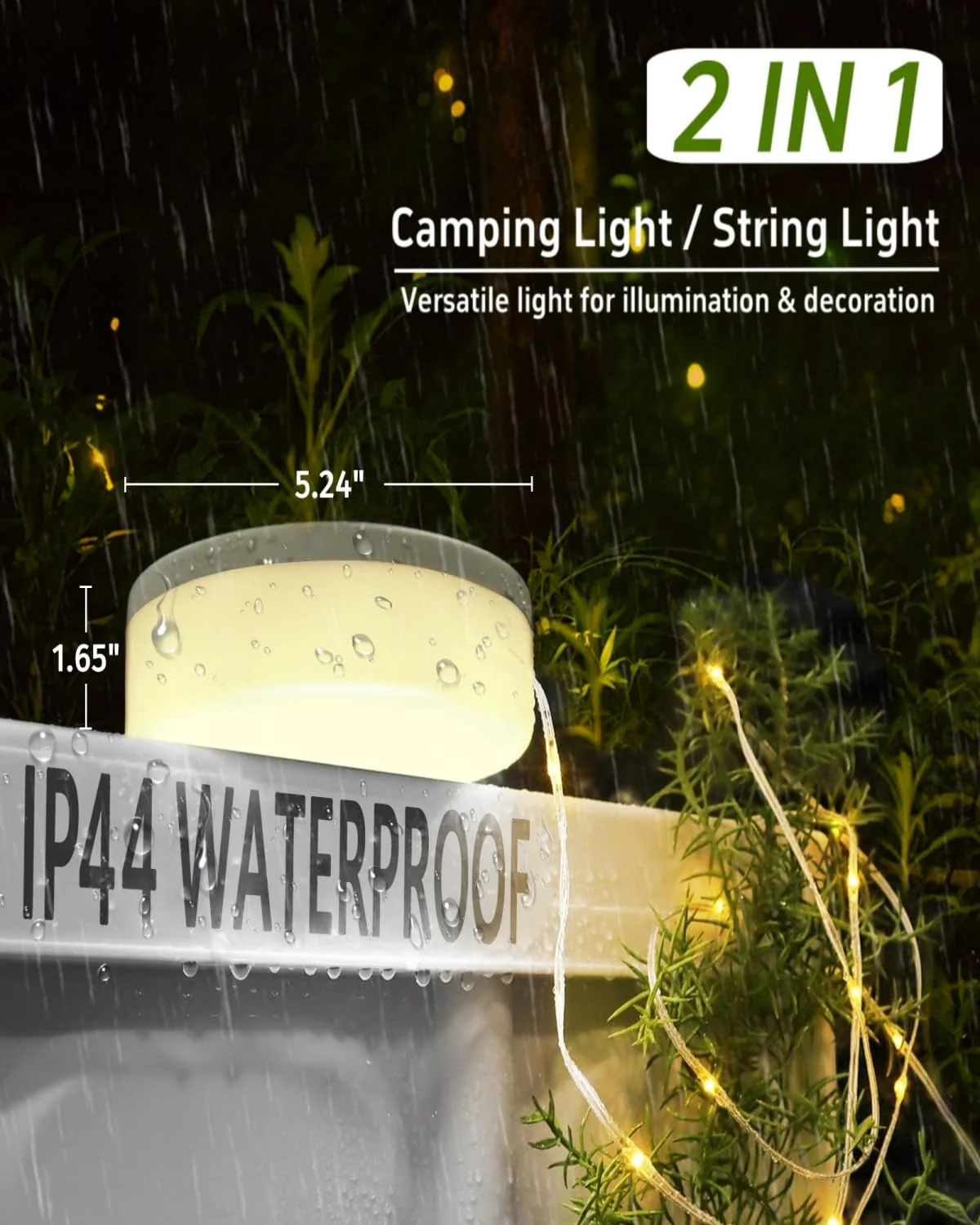 Solar Camping String Lights, 4 in 1 Fairy String Lights, Portable Waterproof Camp Lamp with 8 Lighting Modes, Hanging Rechargeable Tent Lantern for Christmas Decorations Patio Party Essentials-39.4 FT - Image 7