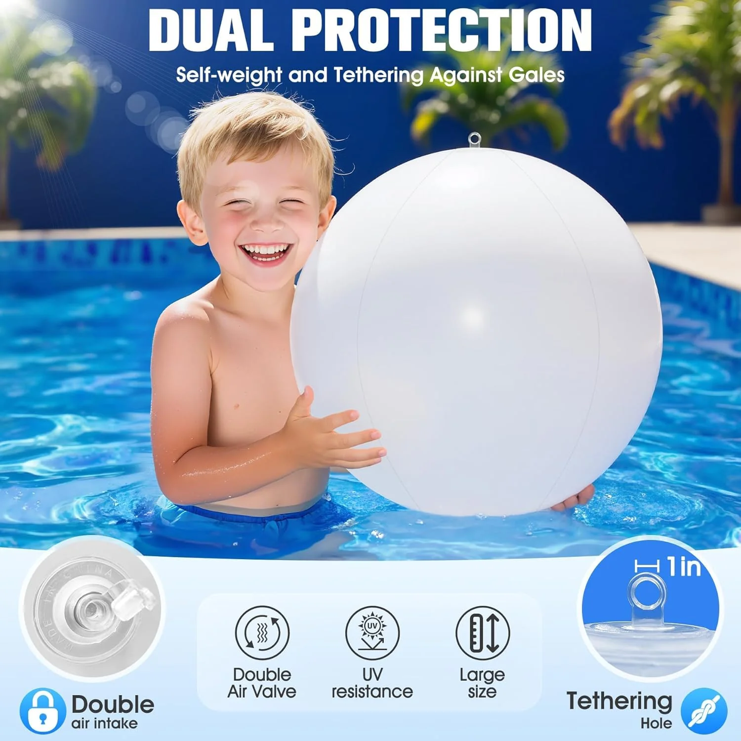 Solar Floating Pool Lights, 14 Inch Flame Solar Pool Light Balls, Floating Glow Globe IP68 Waterproof, Inflatable Solar Lights up Balls for Swimming Pool Pond Outdoor Decor -4PCS - Image 3