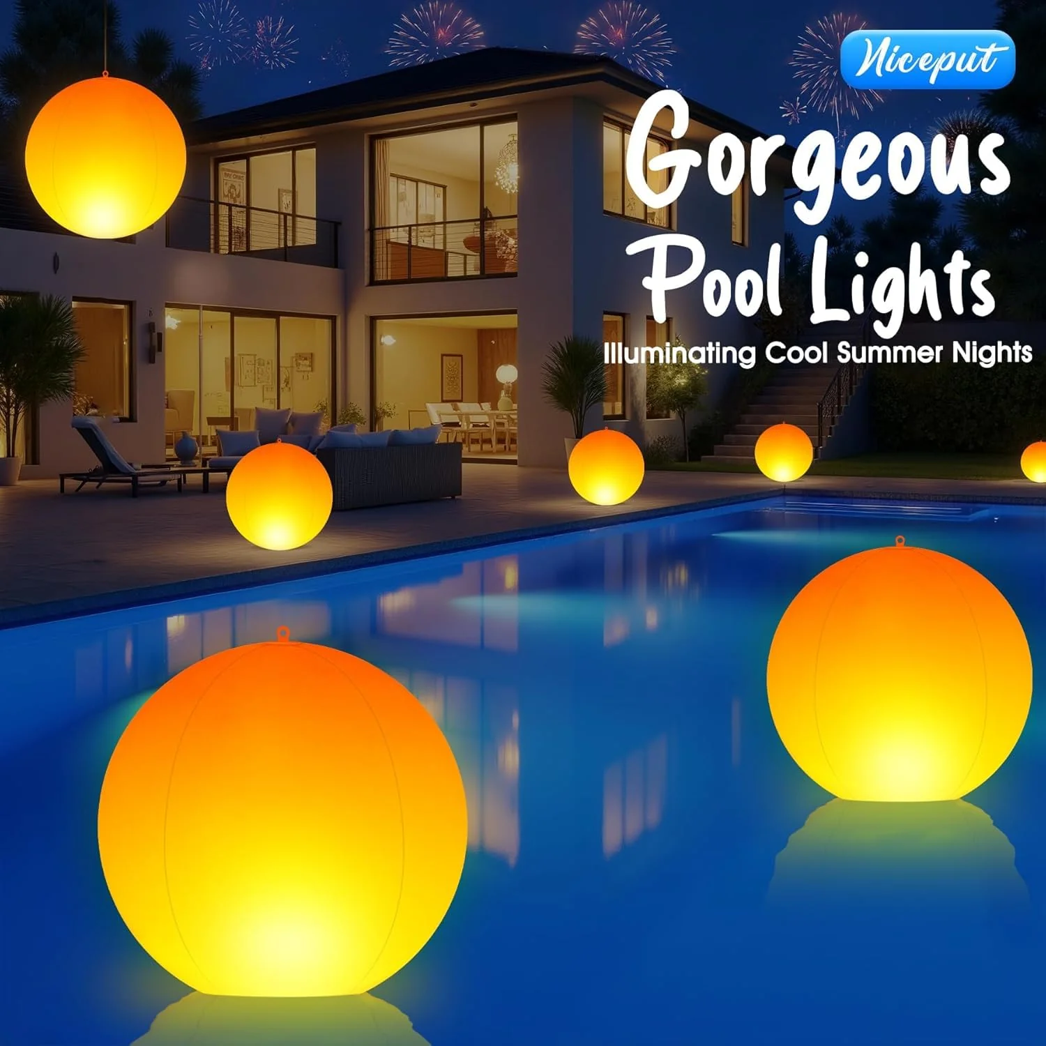 Solar Floating Pool Lights, 14 Inch Flame Solar Pool Light Balls, Floating Glow Globe IP68 Waterproof, Inflatable Solar Lights up Balls for Swimming Pool Pond Outdoor Decor -4PCS - Image 4
