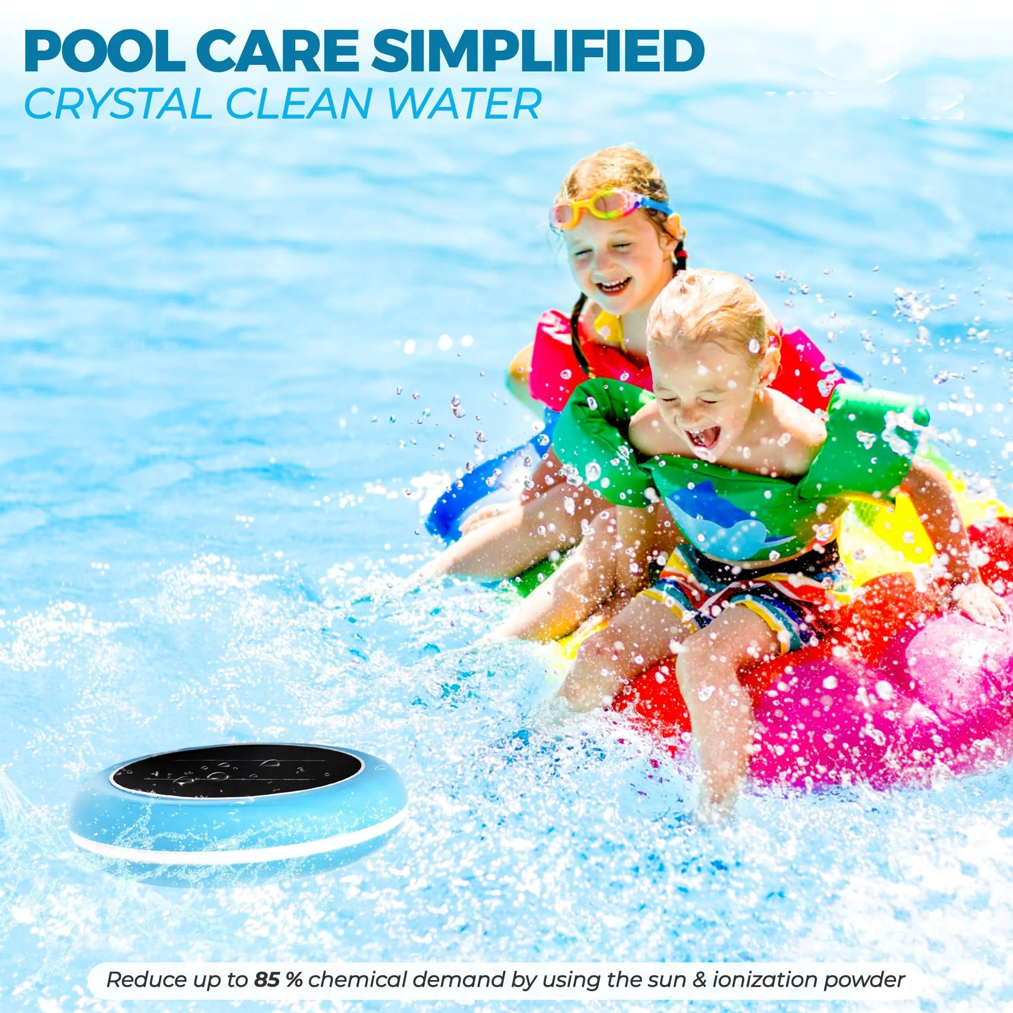 Solar Pool Ionizer - Enhanced with Latest Solar Technology & Longer-Lasting Anode | Reduces Chlorine- Mineral-Based Pool Cleaning Device | 85% Less Chlorine for Pools Up to 45,000 Gallons - Image 2