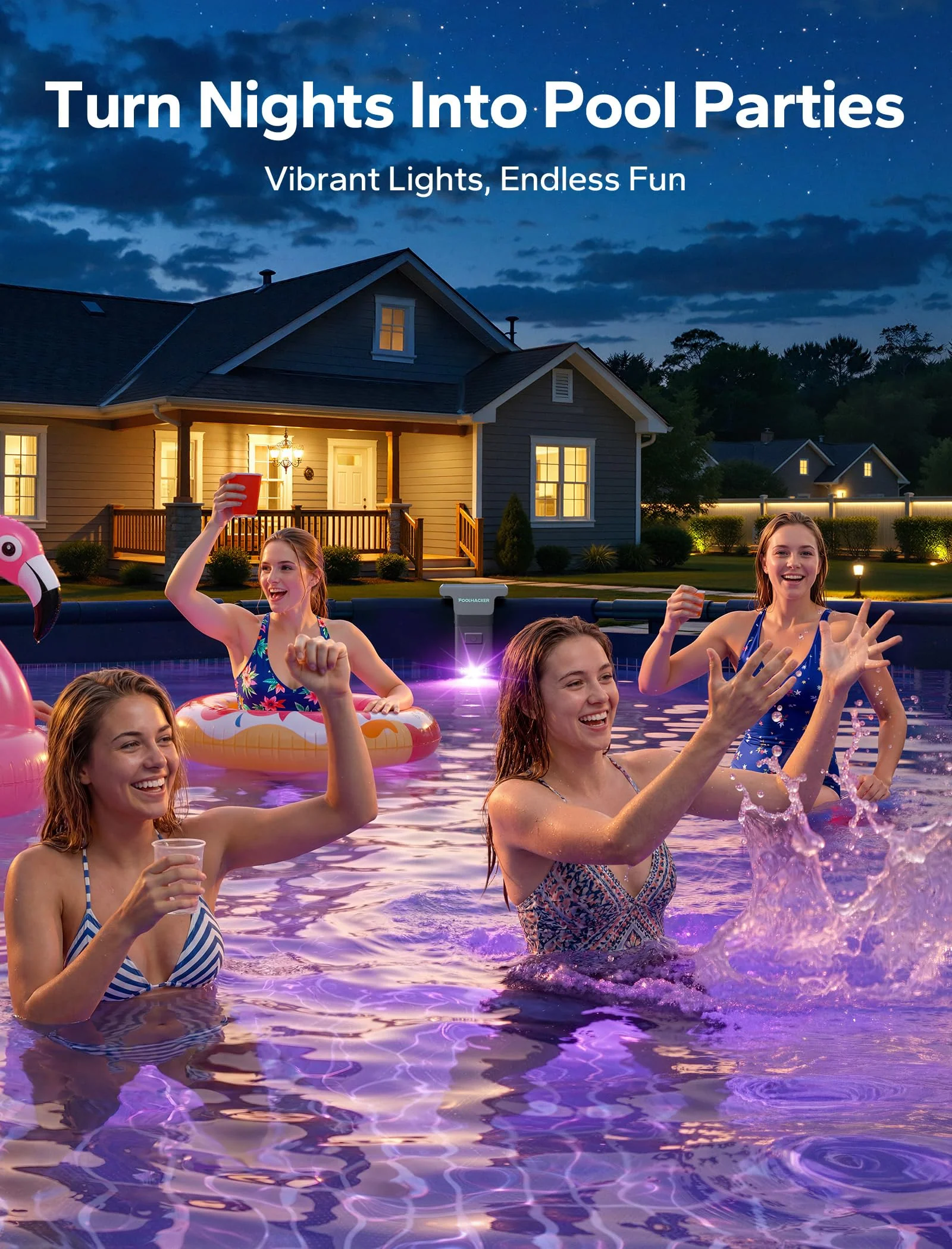 Solar Pool Lights for Inground & Above Ground Pool, 10-Color 4-Mode LED Pool Lights, Underwater Swimming Pool Lights with Timer, Submersible Pool Lights with Remote, Waterproof Design (Black, 1 Pack) - Image 6