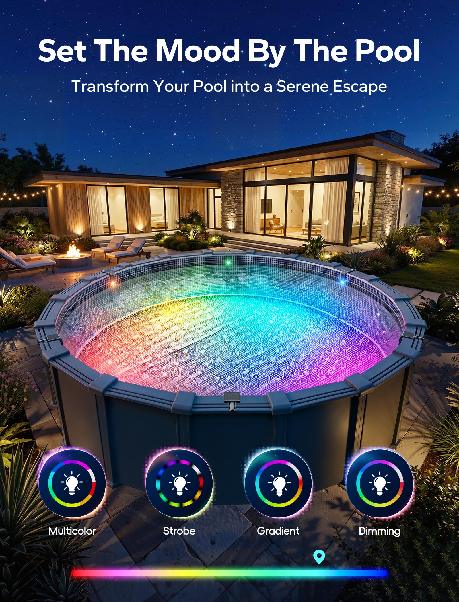 Solar Pool Lights for Inground & Above Ground Pool, 10-Color 4-Mode LED Pool Lights, Underwater Swimming Pool Lights with Timer, Submersible Pool Lights with Remote, Waterproof Design (Black, 1 Pack) - Image 7