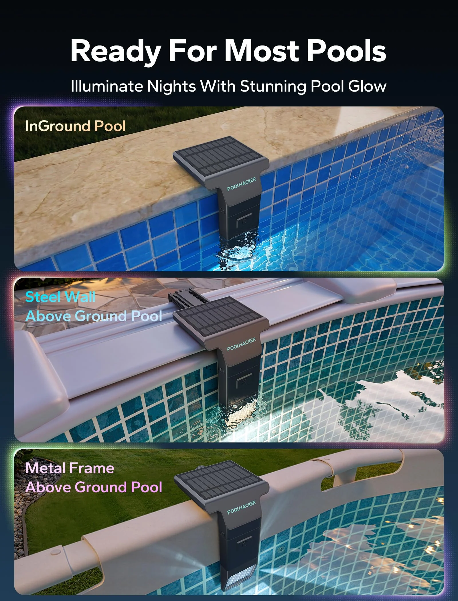 Solar Pool Lights for Inground & Above Ground Pool, 10-Color 4-Mode LED Pool Lights, Underwater Swimming Pool Lights with Timer, Submersible Pool Lights with Remote, Waterproof Design (Black, 1 Pack) - Image 8