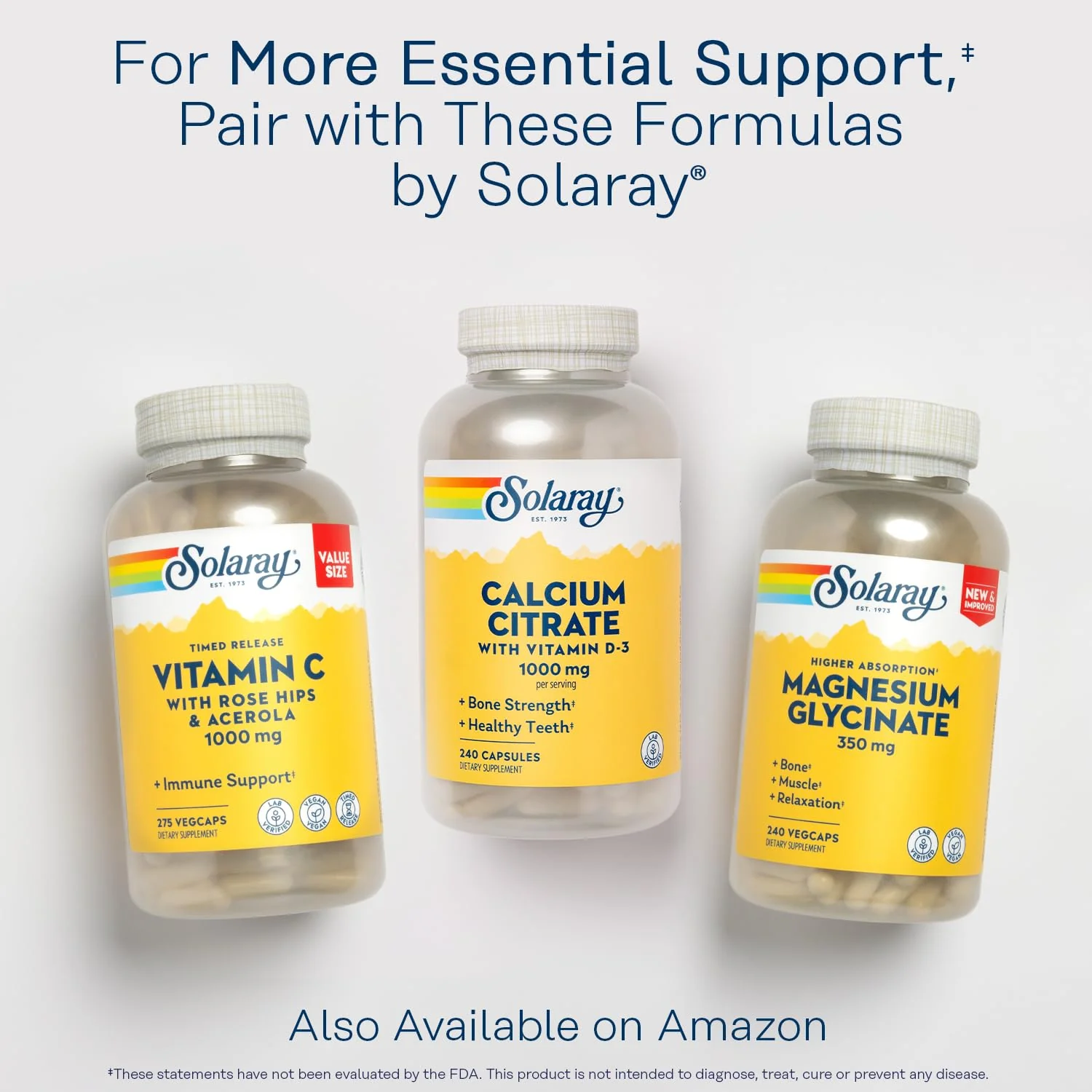Solaray Calcium Citrate with Vitamin D3 1000mg - Bone Strength and Healthy Teeth Support - Gentle Digestion Formula - Lab Verified, 60-Day Guarantee - 60 Servings, 240 Capsules - Image 3