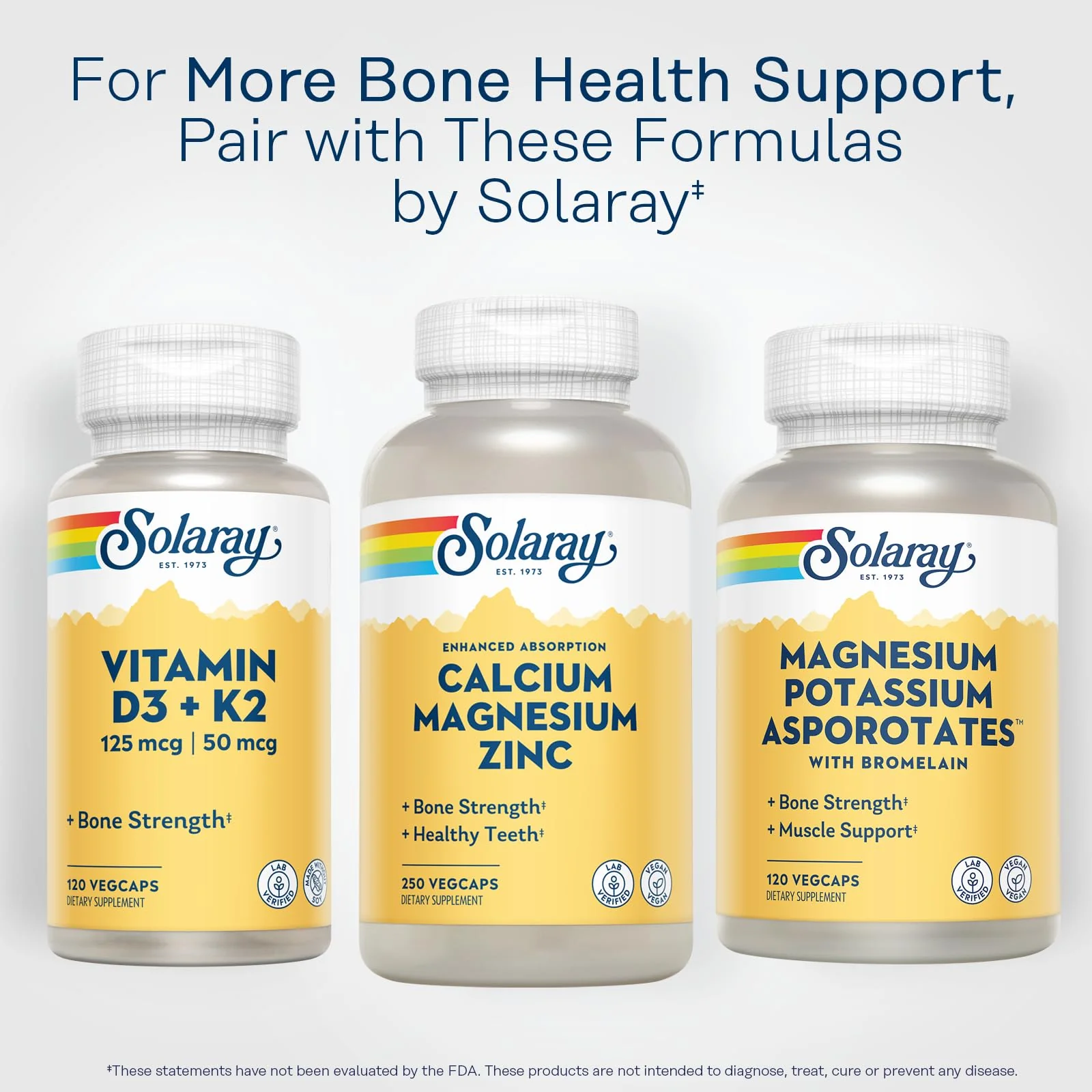 SOLARAY Calcium Magnesium Zinc Supplement - with Calcium 1000mg, Magnesium 500mg - Bone Health, Muscle Function, Heart Health and Immune Support - Vegan, 60 Day Guarantee, 62 Servings, 250 VegCaps - Image 6