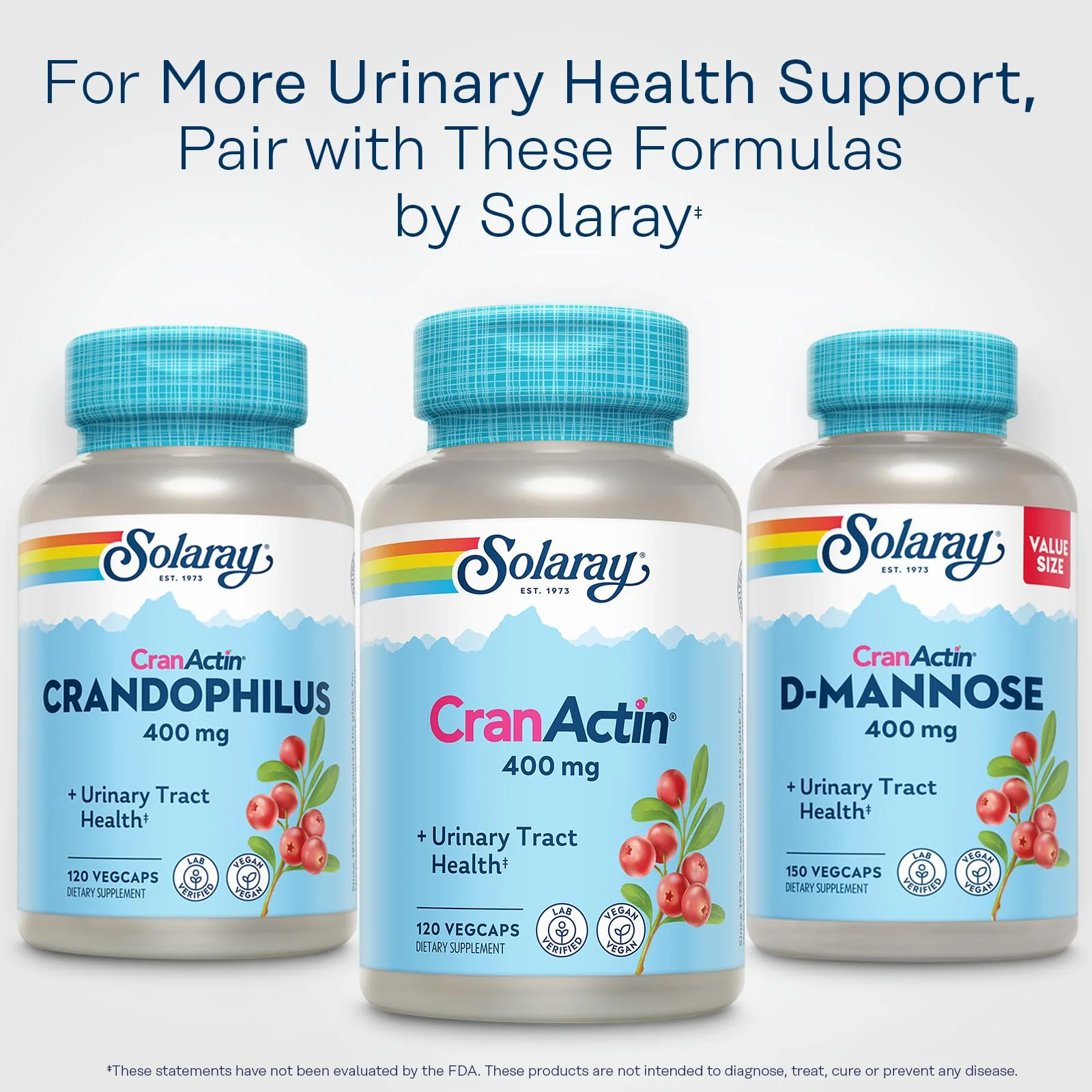 SOLARAY CranActin Cranberry Extract 400 mg - Cranberry Supplements for Women and Men - Bladder and Urinary Tract Health Support with Vitamin C - Vegan, 60-Day Guarantee, 120 Servings, 120 VegCaps - Image 4
