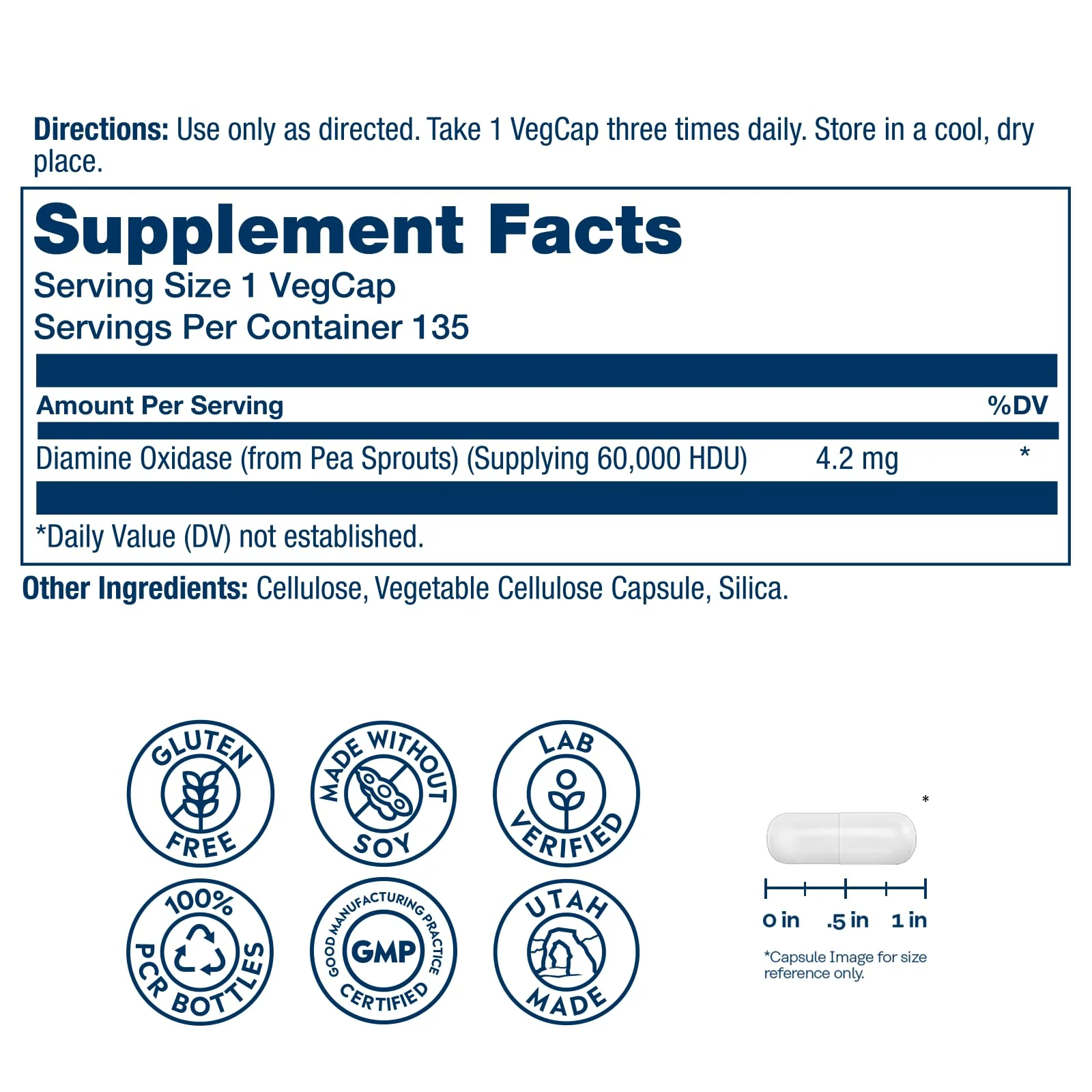 SOLARAY DAO Enzyme - Digestive Enzyme that Breaks Down Histamine - 60,000 HDU - Digestive Enzymes - Vegan, Gluten Free, Lab Verified - 135 Servings, 135 VegCaps - Image 2