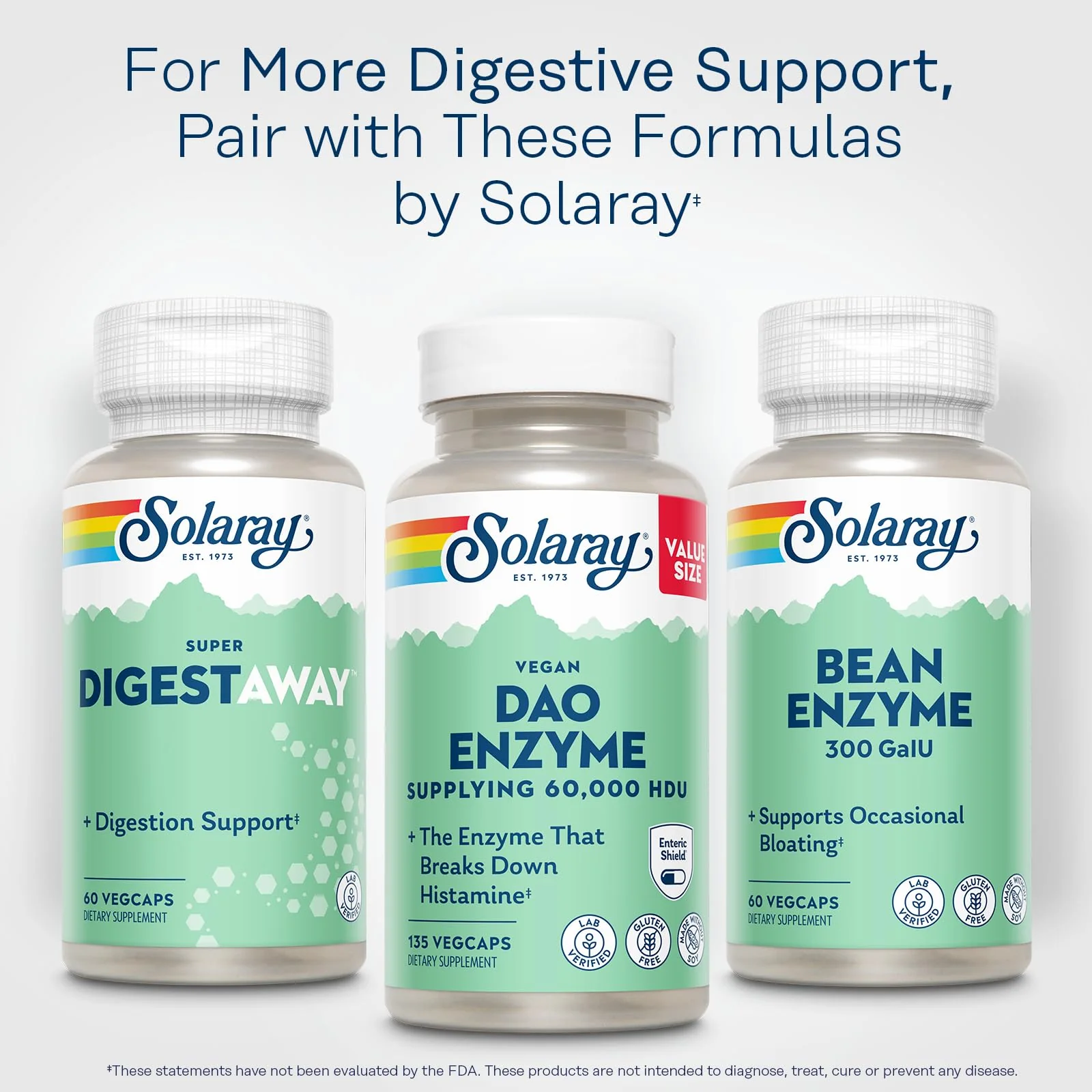 SOLARAY DAO Enzyme - Digestive Enzyme that Breaks Down Histamine - 60,000 HDU - Digestive Enzymes - Vegan, Gluten Free, Lab Verified - 135 Servings, 135 VegCaps - Image 6