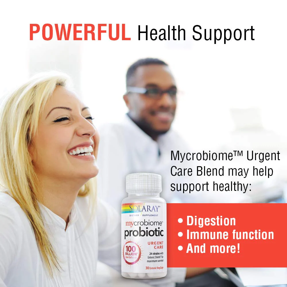 SOLARAY Mycrobiome Probiotic Urgent Care | Formulated to Support Healthy Digestion, Immune Function & More | 100 Billion CFU | 30 VegCaps - Image 3
