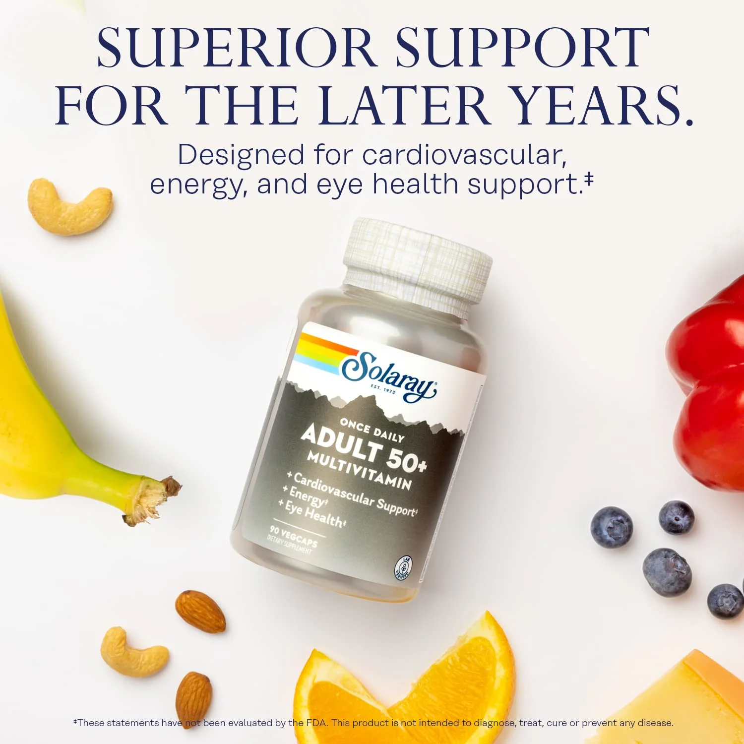 Solaray Once Daily Adult 50+ Complete Multivitamin for Women & Men, Essential Vitamins & Chelated Minerals for Healthy Energy, Heart, Brain & Immune Support, With CoQ10 & Lutein, Iron Free, 90 VegCaps - Image 6