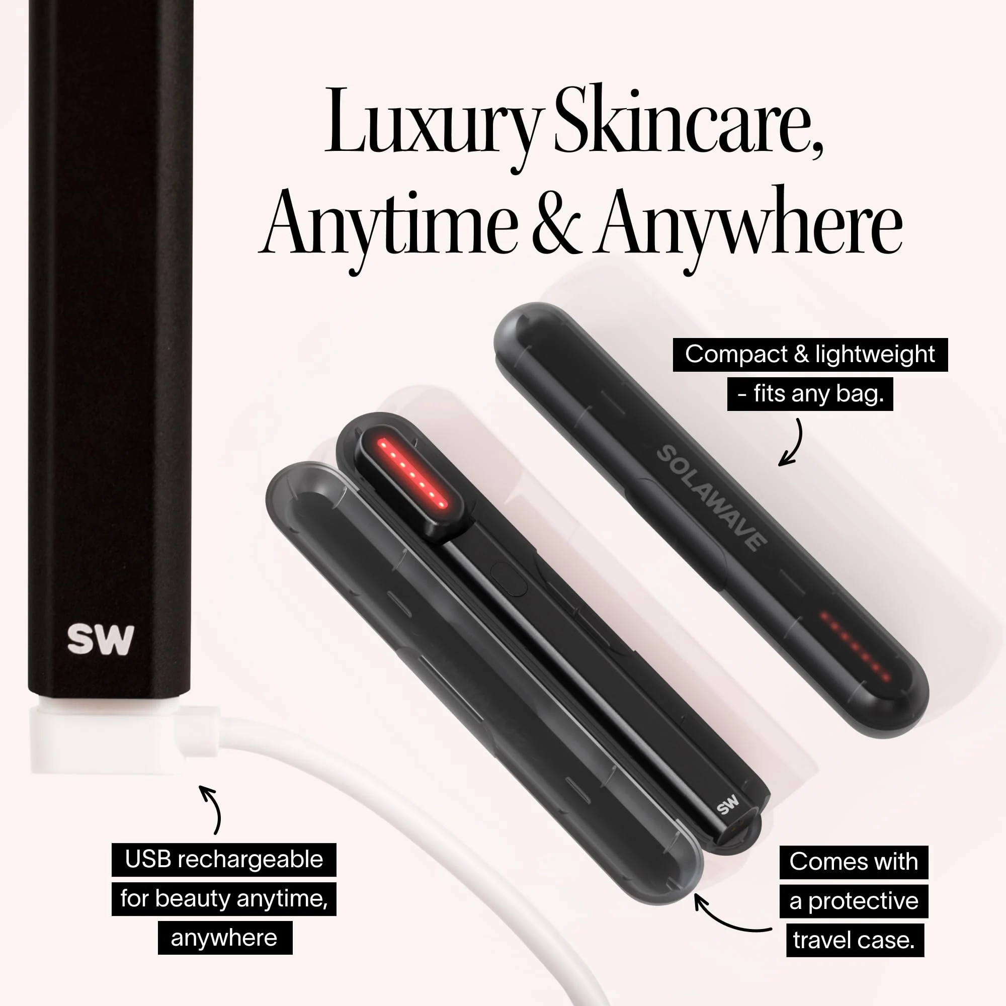 Solawave 4-in-1 Radiant Renewal Facial Wand | Red Light Therapy for Face and Neck | Galvanic Skincare Wand & Facial Massager | Anti-Aging Wrinkle Reduction | Solawave Original | Matte Black - Image 2