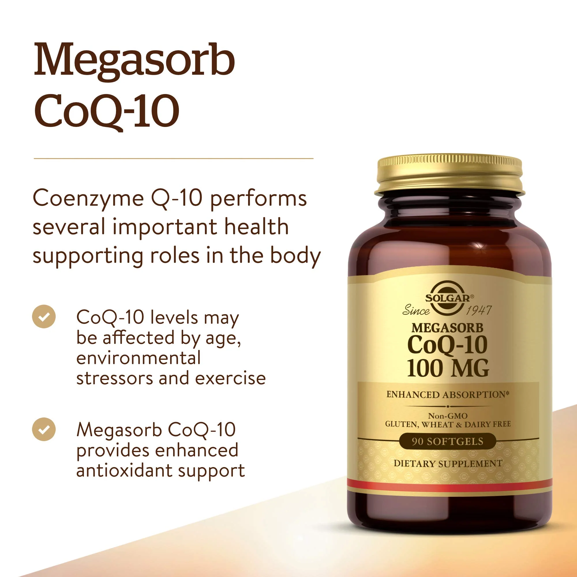 Solgar Megasorb CoQ-10 100 mg, 90 Softgels - Supports Healthy Aging - Coenzyme Q10 Supplement - Enhanced Absorption - Non-GMO, Gluten Free, Dairy Free - 90 Servings - Image 7