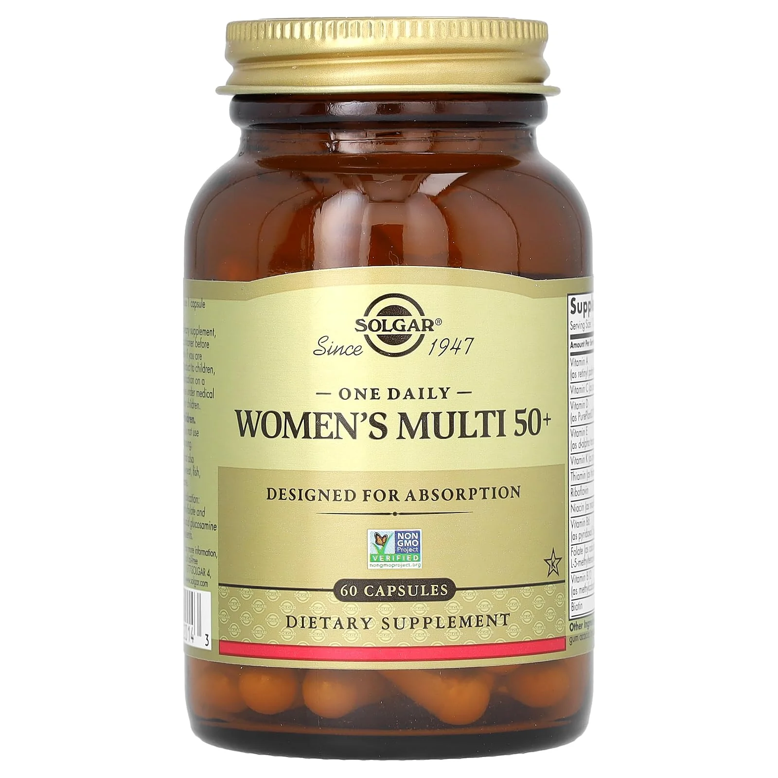 Solgar One Daily Women's Multi 50+ Whole Body Support for Women 50 and Older - Highly Absorbable Heart, Bone & Breast Health, Energy, Stress, Hair Skin & Nails Multivitamin, 60 Vegan Capsule Servings - Image 2