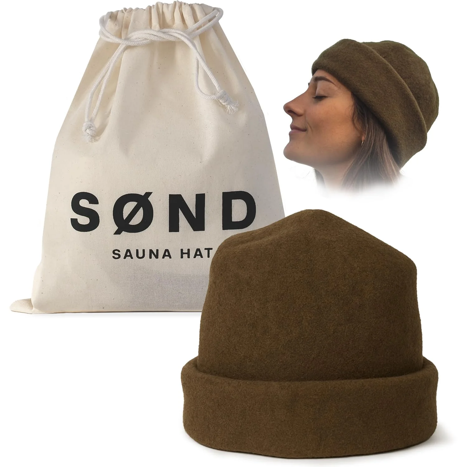 SØND - Sauna Hat for Men & Women - Merino Wool Heat Insulation & Hair Protection - Wool Sauna Cap & Banya Hat - Sauna Accessory - Beanie Style - Green