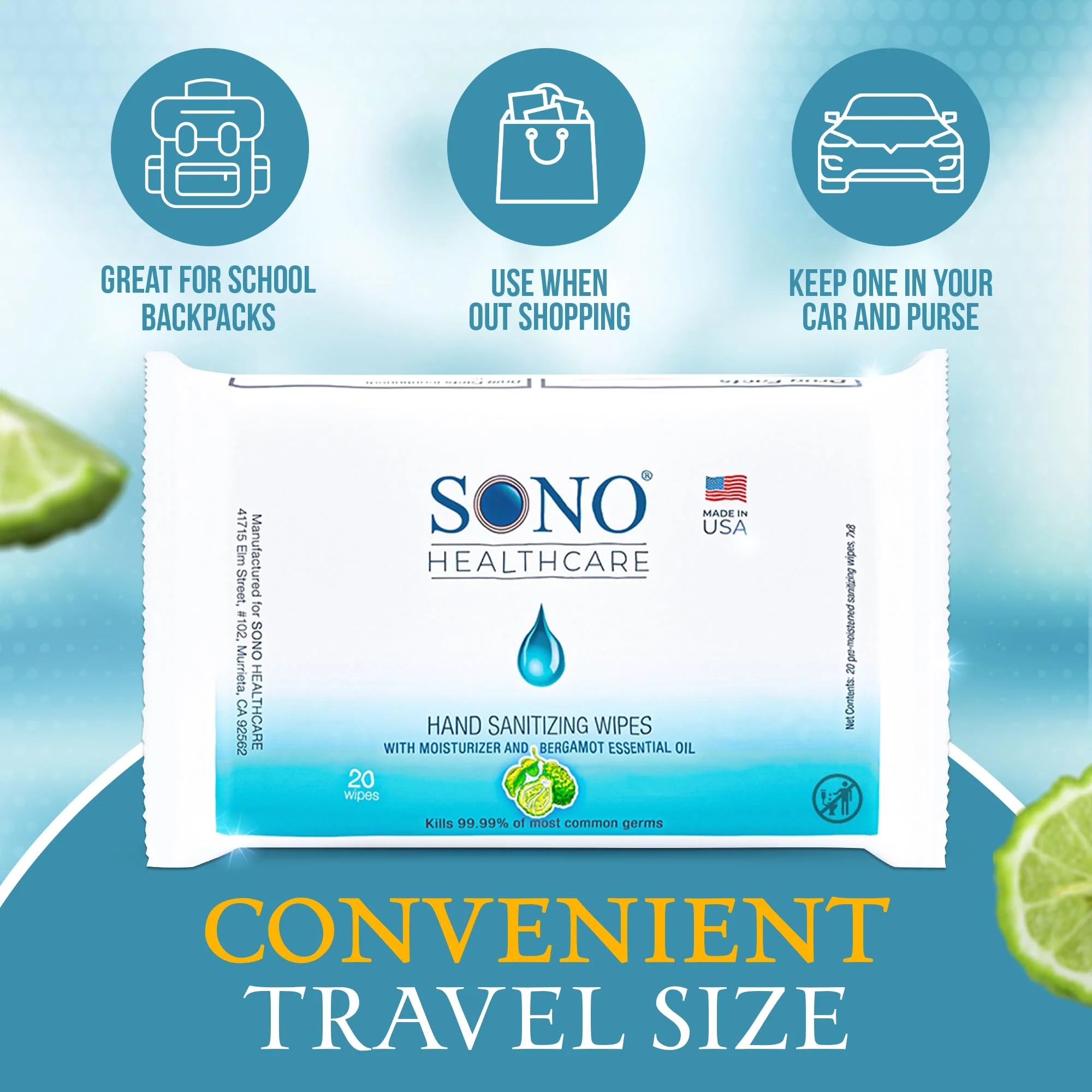 SONO Disinfecting Wipes - 160 Count (Pack of 2) + Sanitizer, Alcohol-Free, No Bleach, Medical-Grade, Multi-Surface Cleaning for Home, School, Office - Image 6
