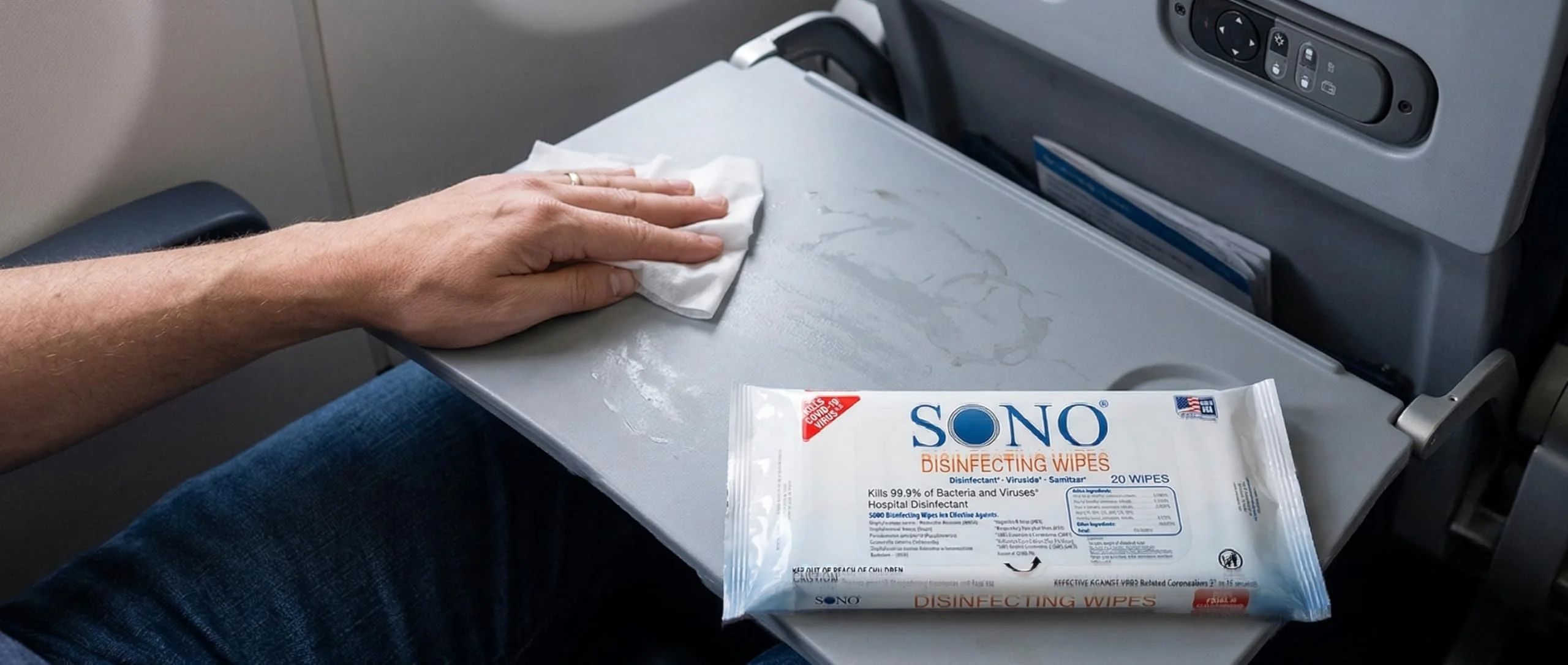 SONO Disinfecting Wipes - 60 Count (Pack of 3) + Sanitizer, Travel Size, Alcohol-Free, No Bleach, Medical-Grade, Multi-Surface Cleaning for School, Office, and On-The-Go - Image 9