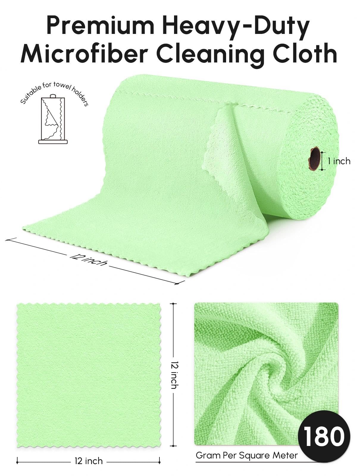 SOOWASH Microfiber Cleaning Cloths Roll, 75 Pack Tear Away Microfiber Towels Roll, 12" x 12" Lint Free Rags, Reusable Cleaning Cloths, Washable, Scratch Free,Ultra Absorbent Dish Rags(Green) - Image 7