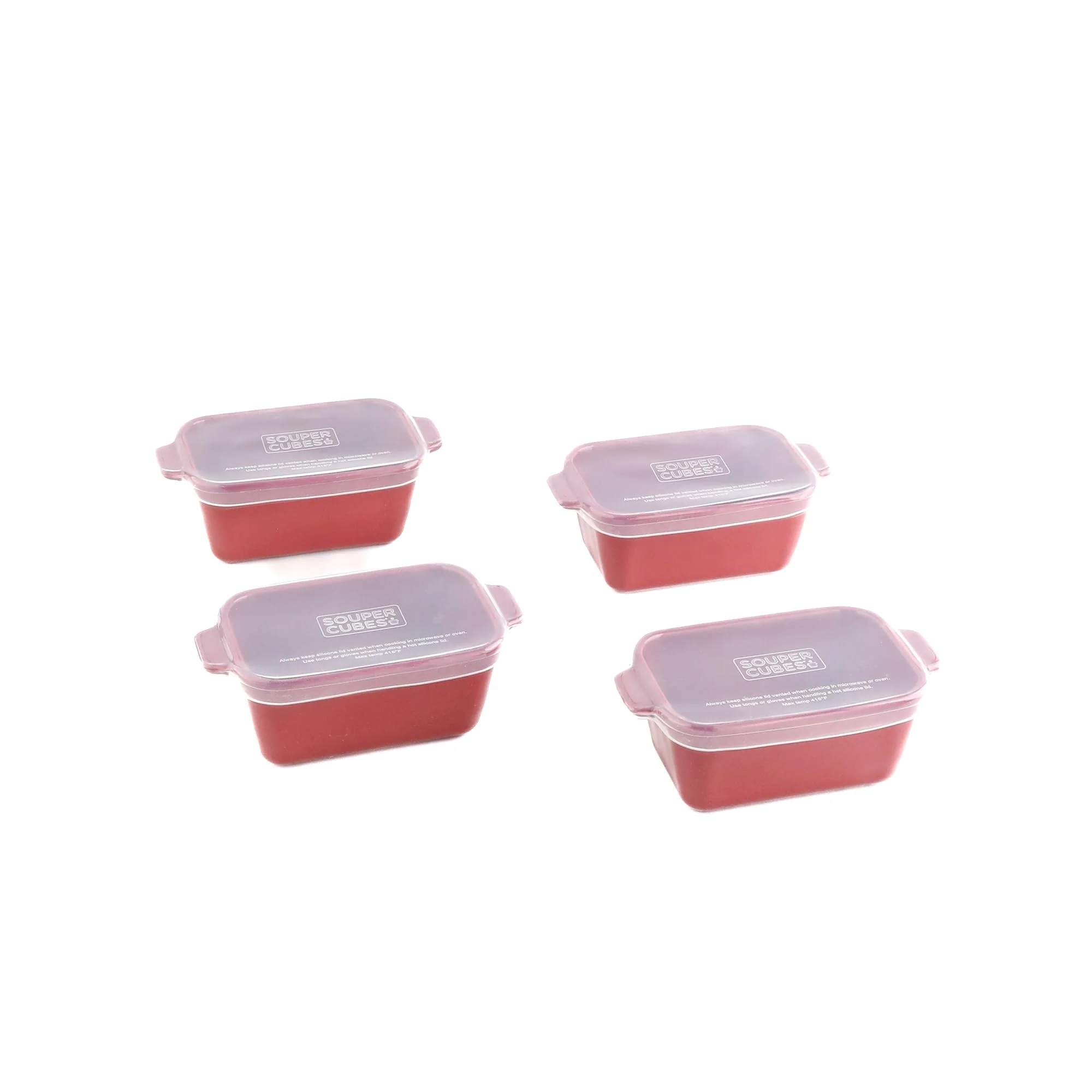 Souper Cubes Stoneware - 5" x 5" Baking Dishes for Oven with Silicone Covers, Premium Mini Ceramic Baking Dishes, Perfect for Reheating Individual Portions in Oven or Microwave, Set of 2 - Cranberry - Image 2