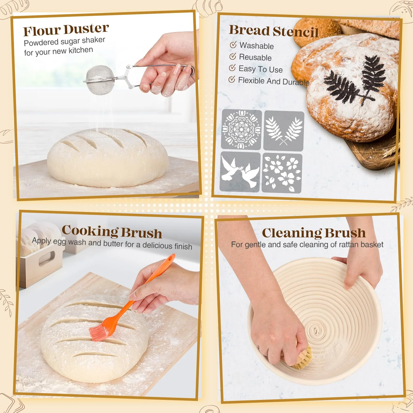 Sourdough Starter Kit, Sourdough Bread Baking Supplies, Sourdough Kit for Modern Home and Kitchen, Sourdough Bread Basket, Sour Dough Kit, Bread Making Tools Kit Gifts for Bakers Women Wife Mom - Image 3