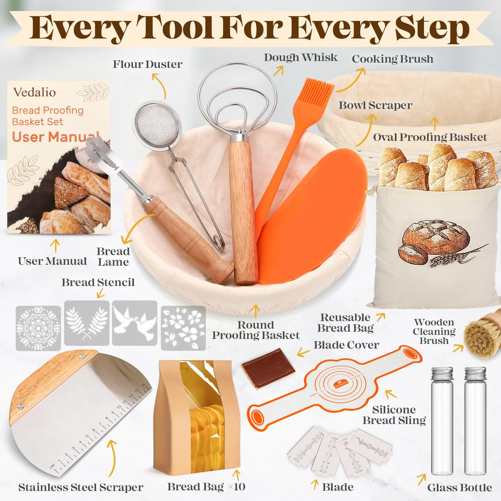Sourdough Starter Kit, Sourdough Bread Baking Supplies, Sourdough Kit for Modern Home and Kitchen, Sourdough Bread Basket, Sour Dough Kit, Bread Making Tools Kit Gifts for Bakers Women Wife Mom - Image 7