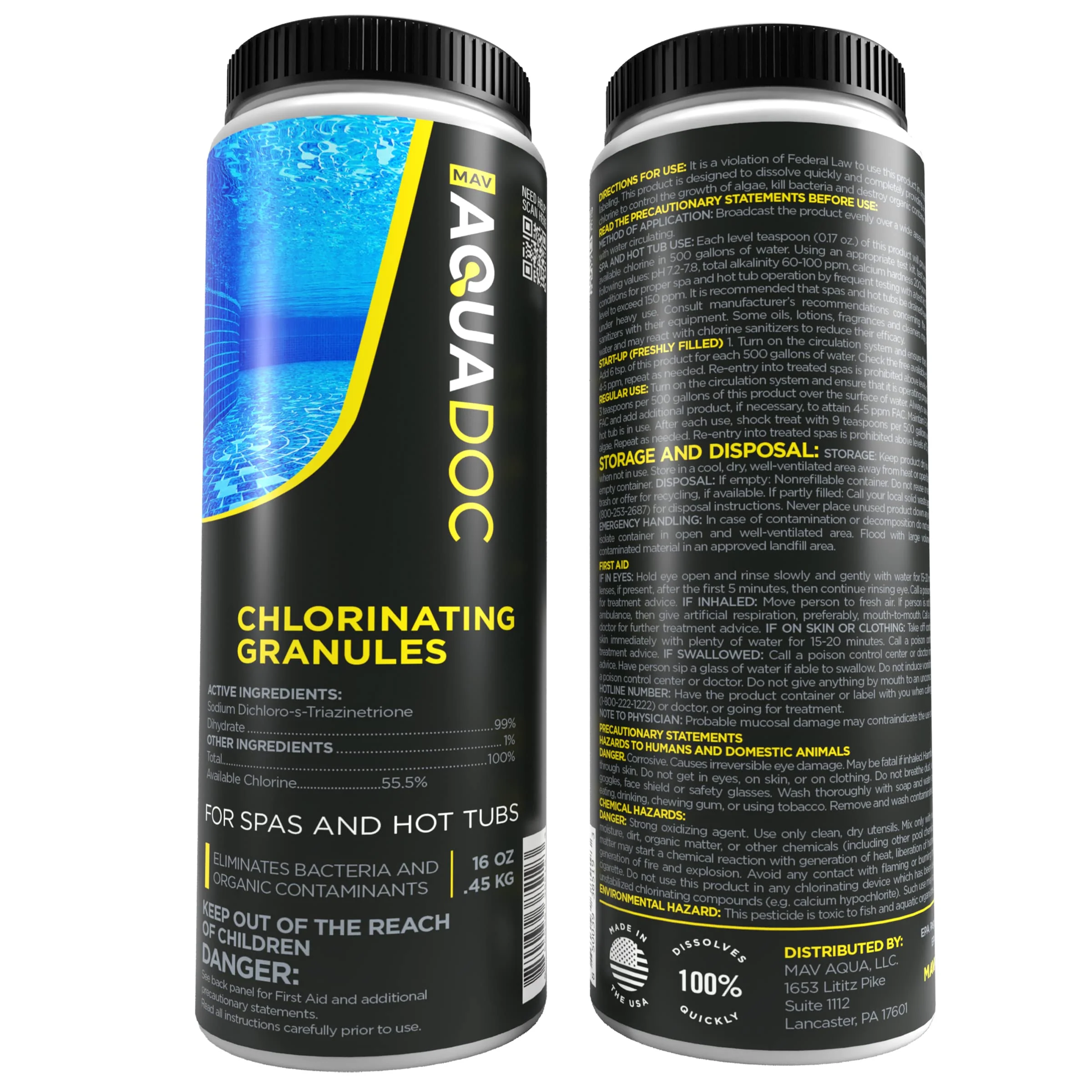 Spa Chlorine for Hot Tub Sanitizer - 1lb Quick Dissolving Hot Tub Chlorine Granules, Spa Chemicals Made in The USA - AquaDoc - Image 3