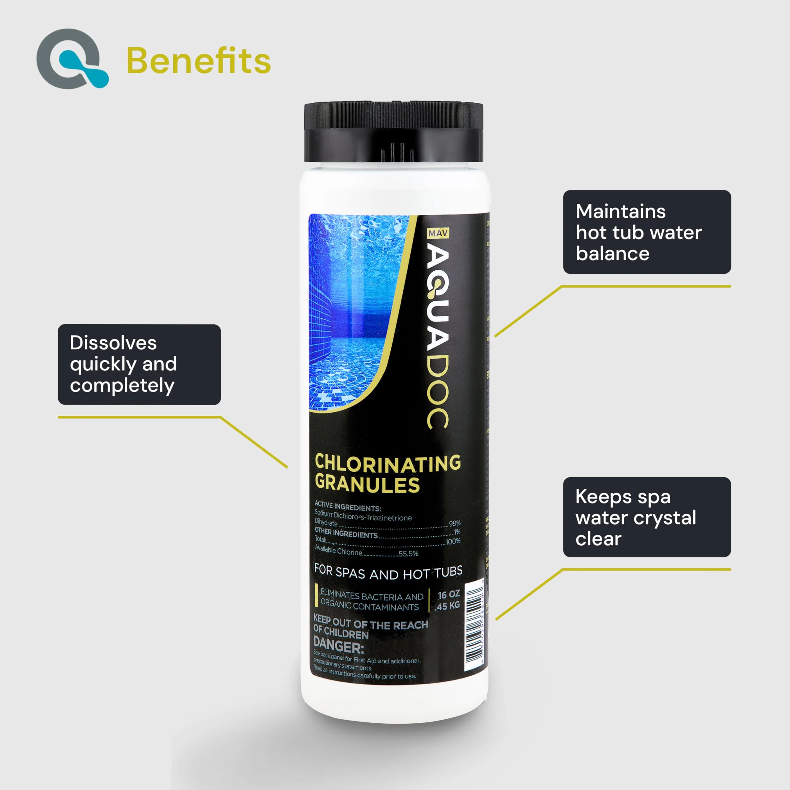 Spa Chlorine for Hot Tub Sanitizer - 1lb Quick Dissolving Hot Tub Chlorine Granules, Spa Chemicals Made in The USA - AquaDoc - Image 8