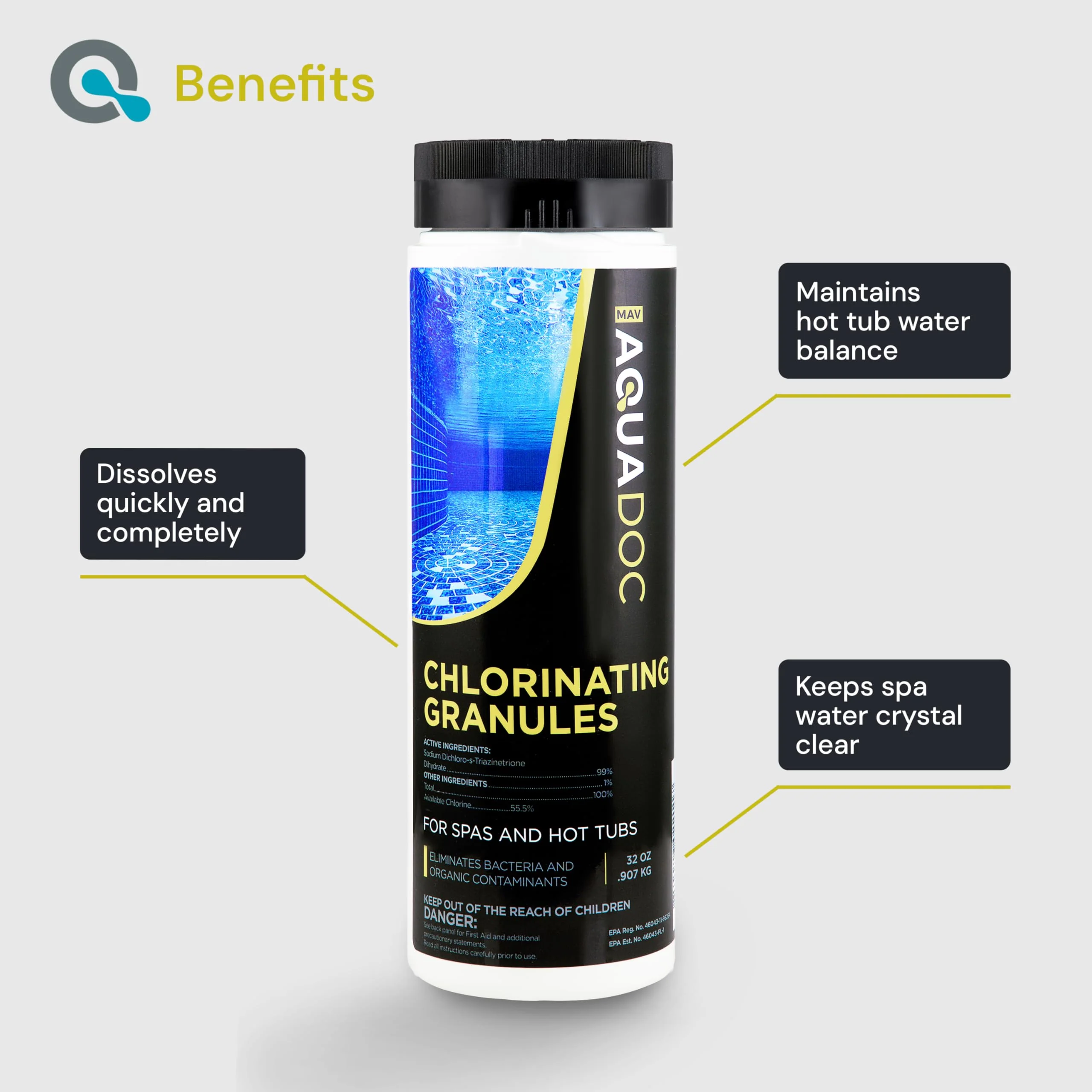 Spa Chlorine for Hot Tub Sanitizer 2lbs - Quick Dissolving Hot Tub Chlorine Granules, Spa Chemicals Made in The USA - AquaDoc - Image 7