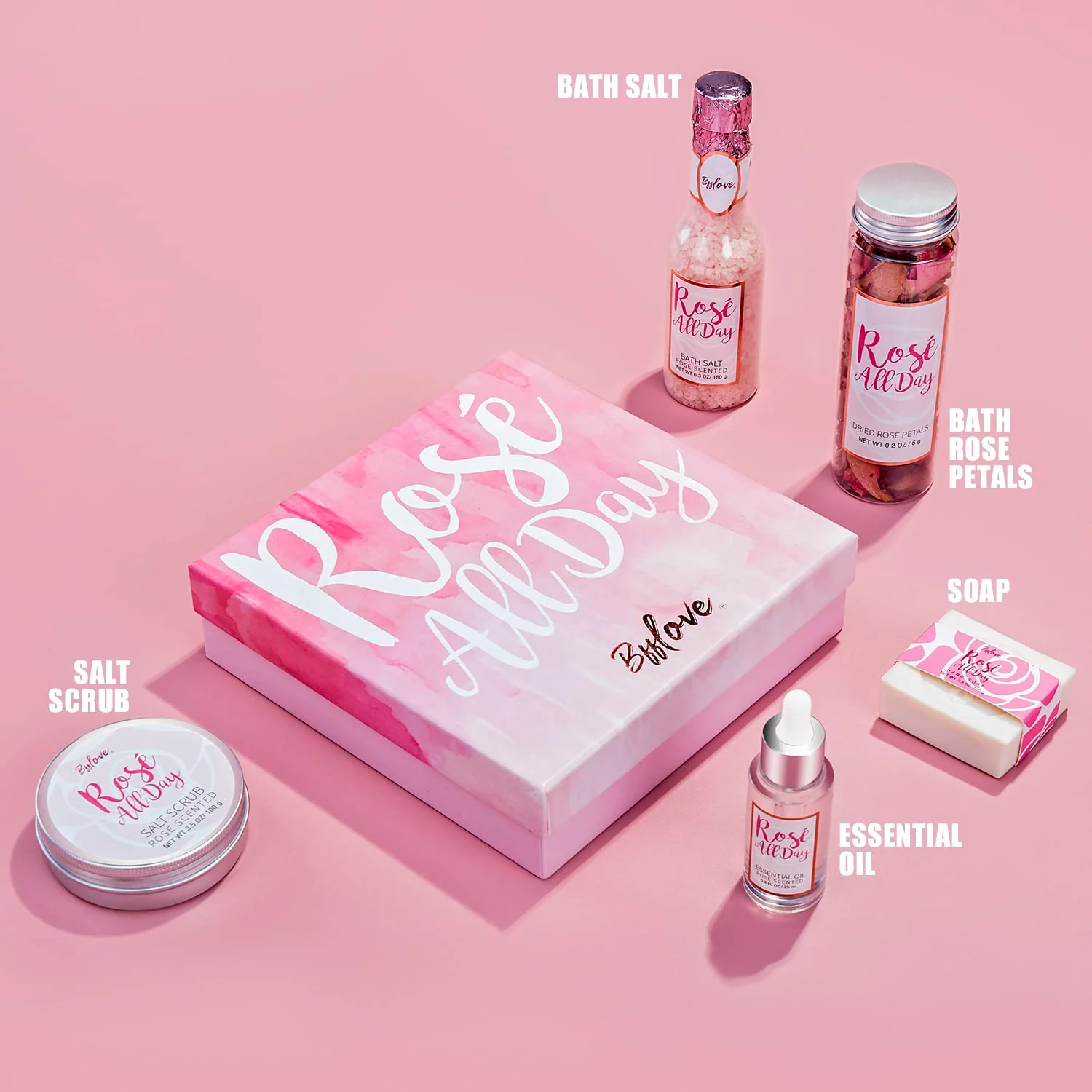 Spa Gifts for Women, Gift Set for Women, BFF LOVE 6Pcs Rose Spa Set for Women, Spa Kit with Essential Rose Oil, Bath Salt, Soap, Natural Petals, Christmas Gifts for Mom - Image 7