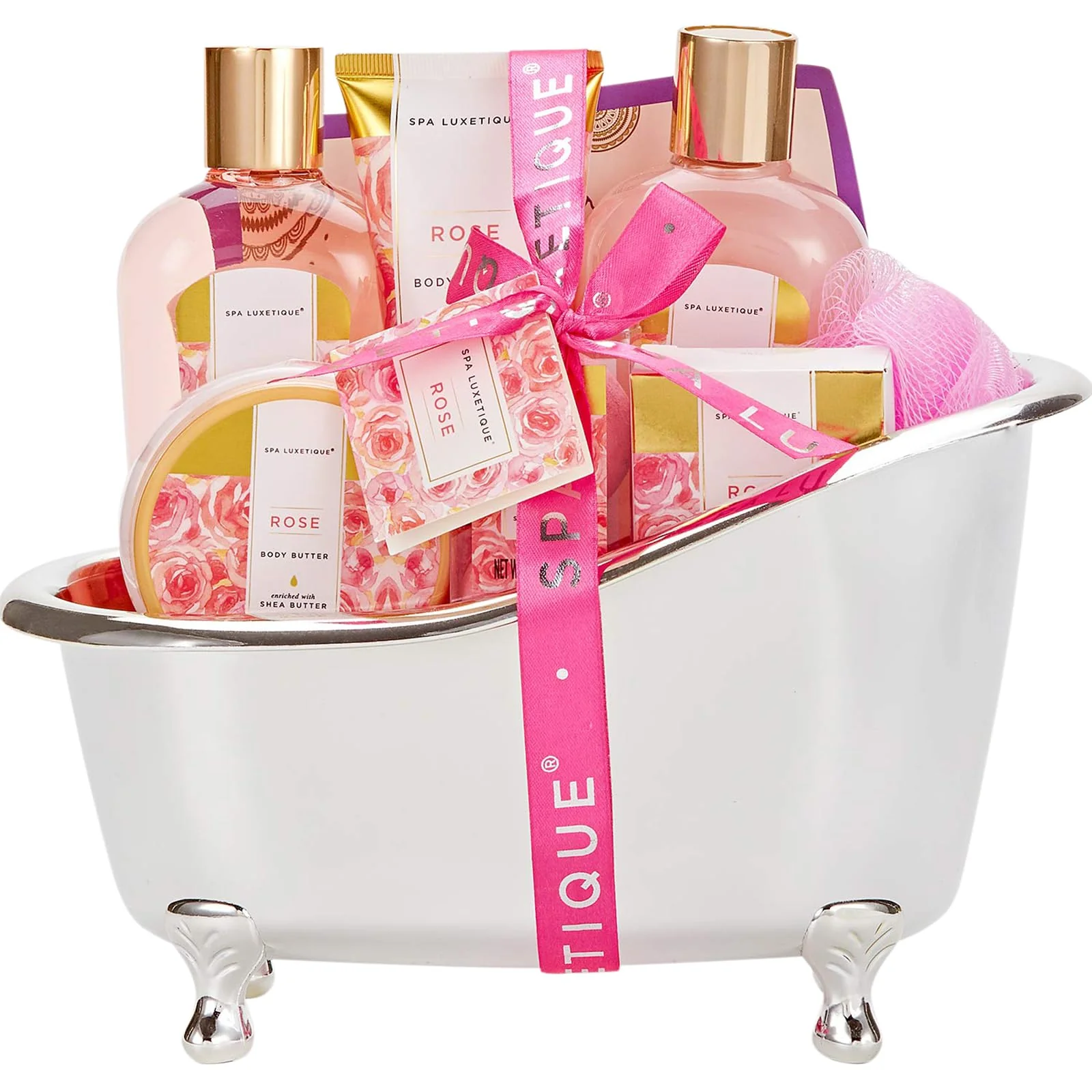 spa luxetique Gift Set For Women, Bath Sets for Women Gift, 8 Pcs Rose Spa Basket Includes Bubble Bath, Shower Gel, Body Lotion, Mom Birthday Gifts, Mother‘s Day Gifts for Her - Image 2