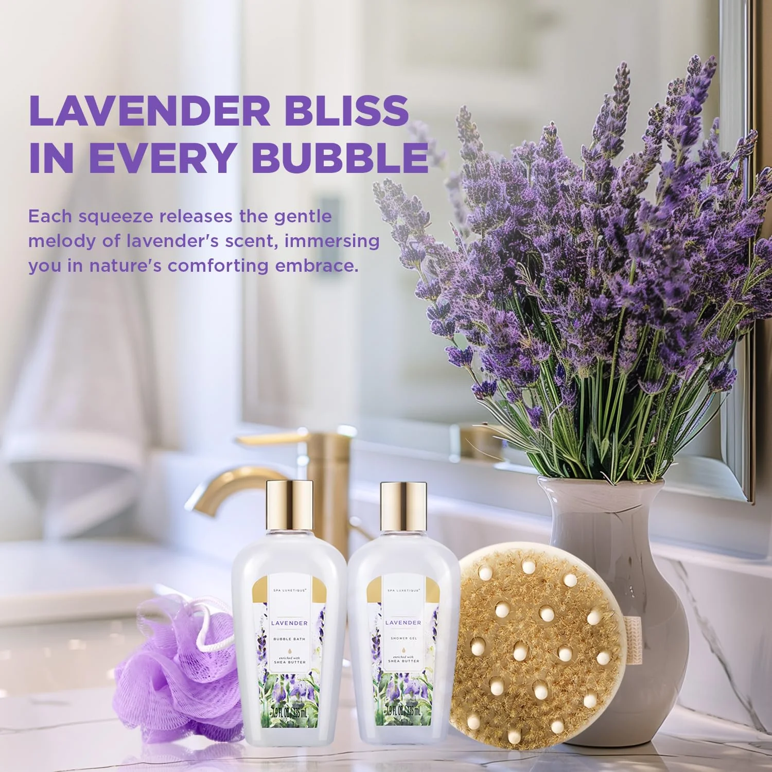 Spa Luxetique Gifts for Women 15Pcs Lavender Gift Baskets for Women Bath and Body Gift Set With Tote Bag Birthday Anniversary Gift for Wife Girlfriend Sister Mothers Day Gifts for Her - Image 9