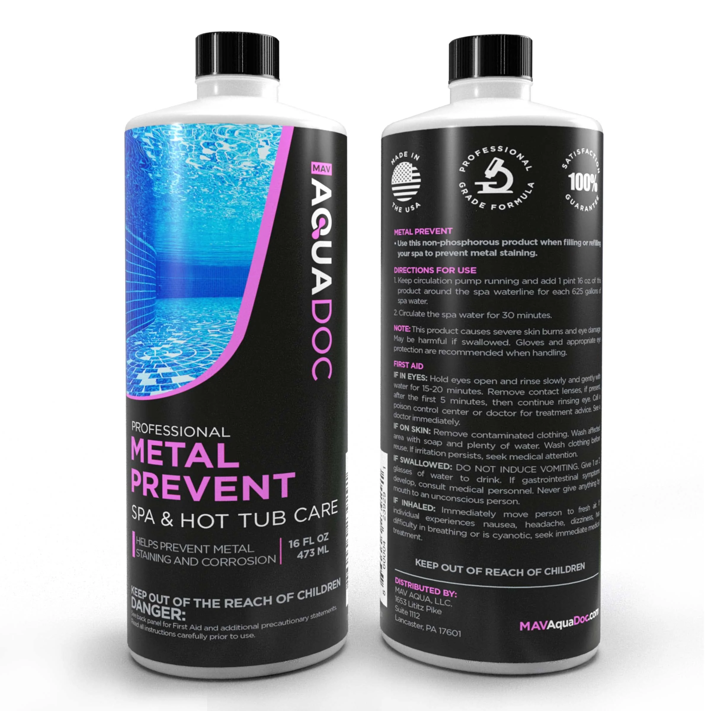 Spa Metal Control and Stain Protector to Protect Hot Tub Surfaces 16oz - Metal Gone Hot Tub Chemicals Made in The USA - AquaDoc - Image 2