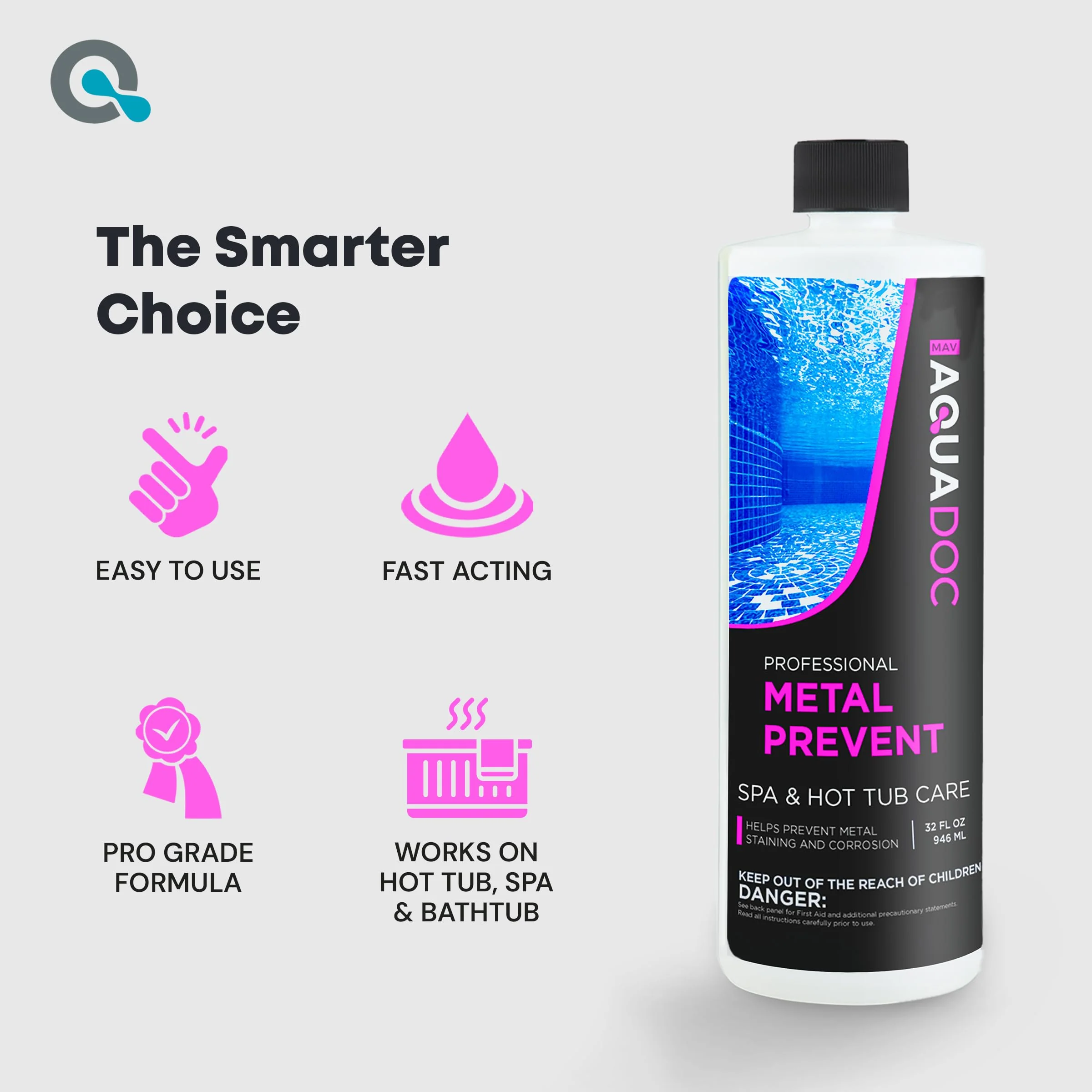Spa Metal Control and Stain Protector to Protect Hot Tub Surfaces 32oz - Metal Gone Hot Tub Chemicals Made in The USA - AquaDoc - Image 2