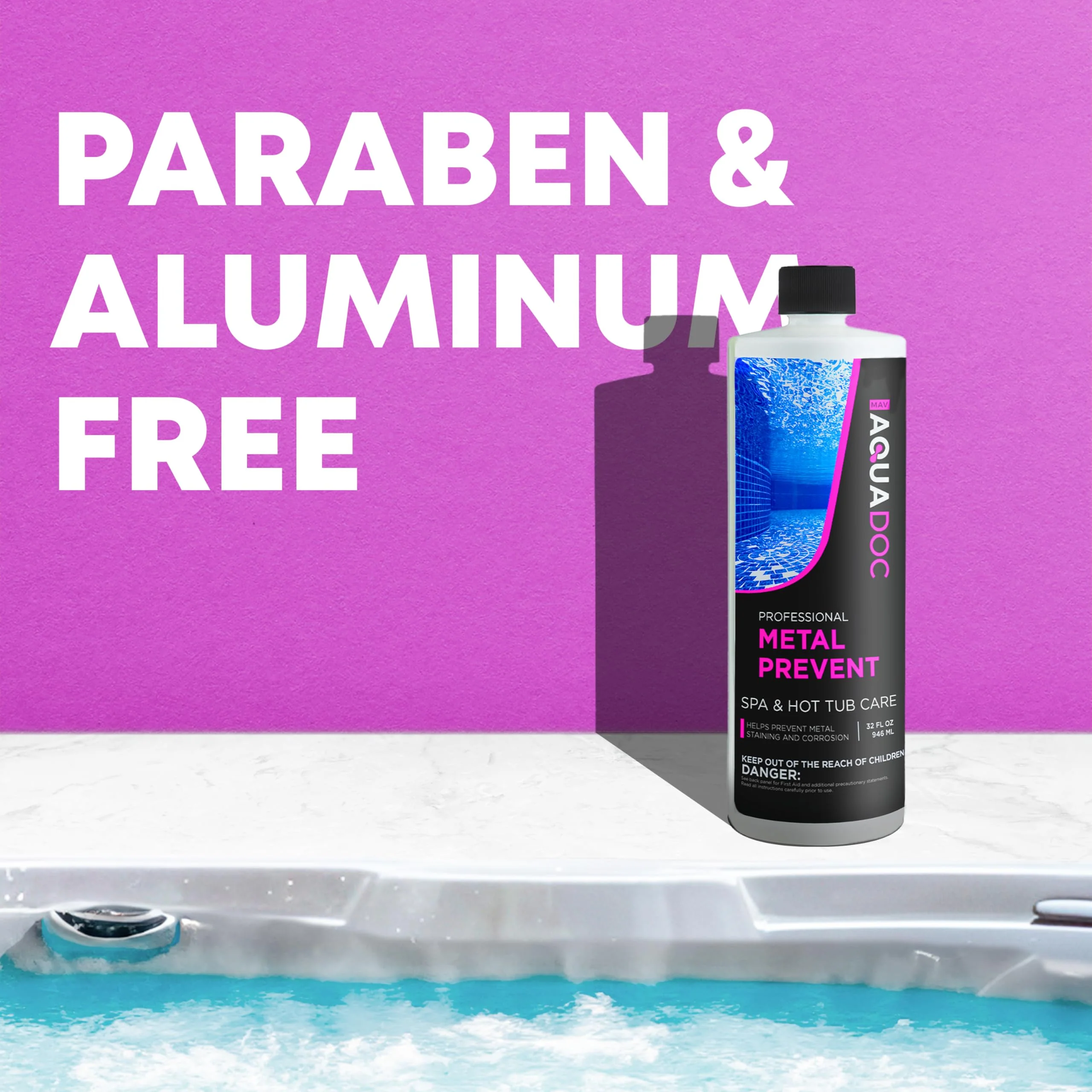 Spa Metal Control and Stain Protector to Protect Hot Tub Surfaces 32oz - Metal Gone Hot Tub Chemicals Made in The USA - AquaDoc - Image 3