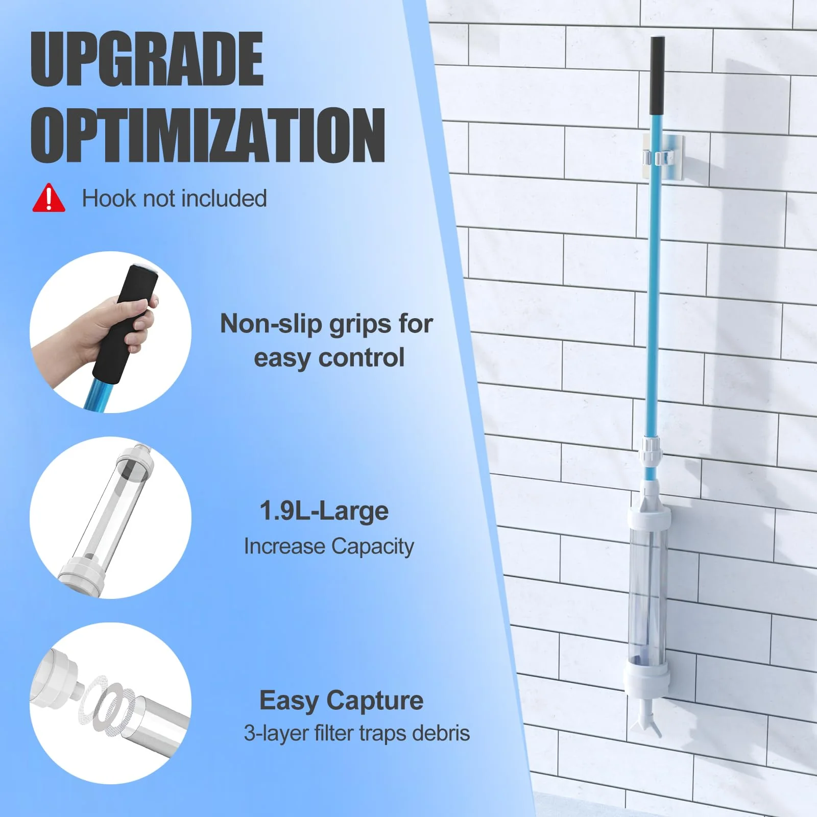 Spa Vacuum Compatible with 6250 Paradise Power, No Pumping, No Batteries or Electricity, Powered by Water Pressure, Cordless Hot Tub Vac Cleaner Picks up Pebbles, Sand&Debris, with Telescopic Handle - Image 2