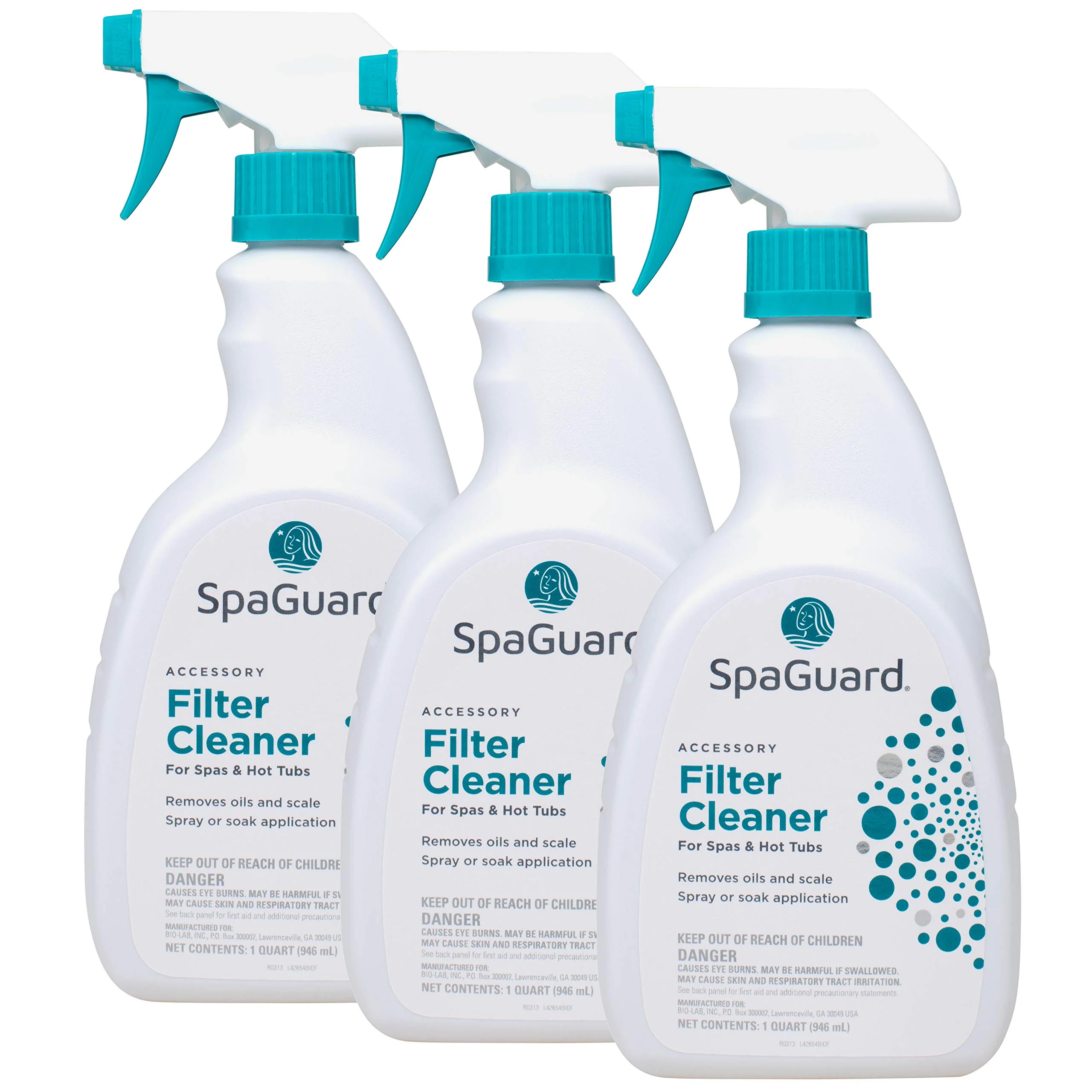 SpaGuard Filter Cleaner for Spas & Hot Tubs, Pack of 3, Single, Removes Oils & Scale, Easy to Use, Helps Keep Water Clear