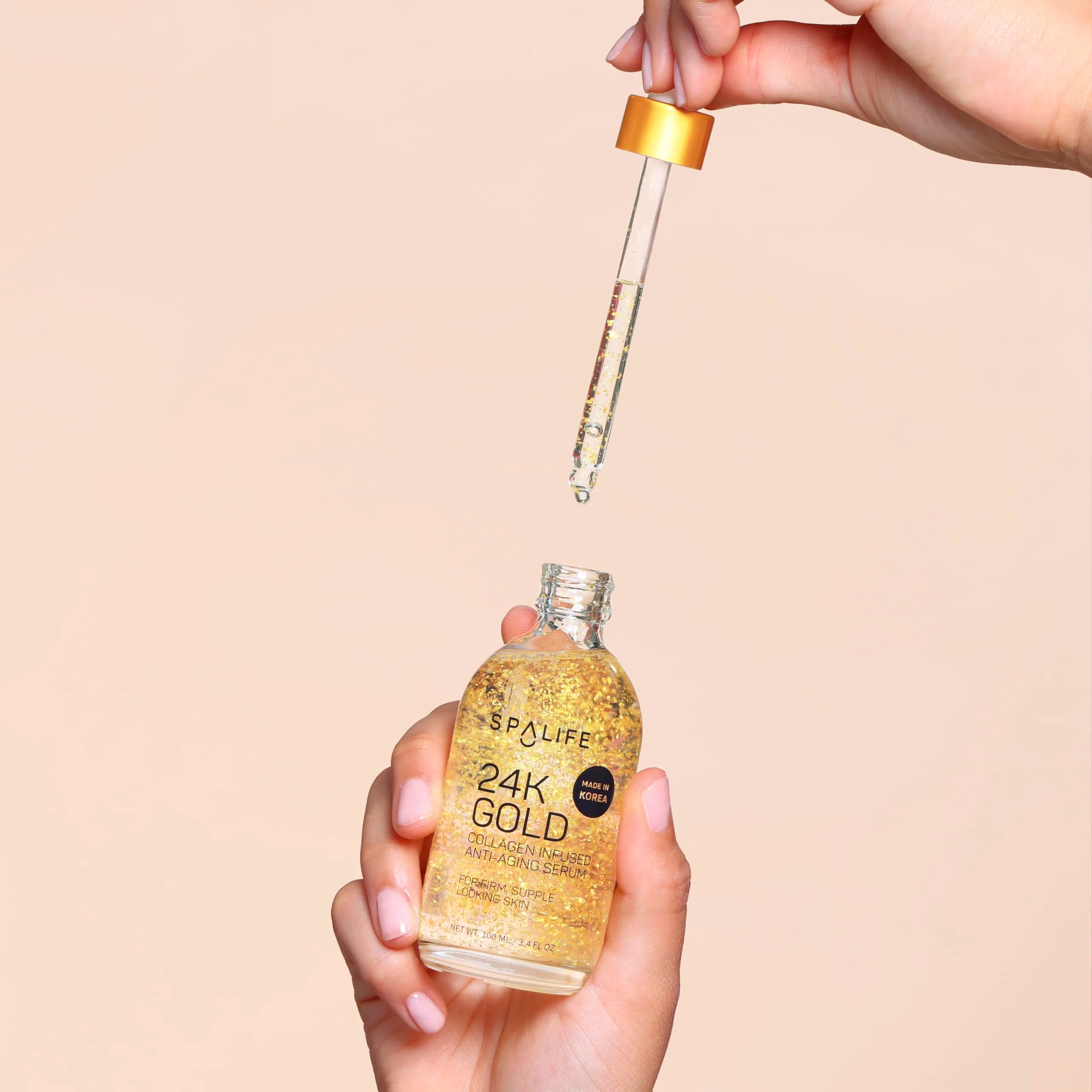SpaLife Beauty Pearl Hyaluronic Acid Serum & 24k Gold Anti Aging Serum | AM/PM Facial Routine Duo | Deep Collagen Hydrating Treatment | Firming Wrinkle Face Skincare | 2 x 3.7 Fl. Oz. - Image 3