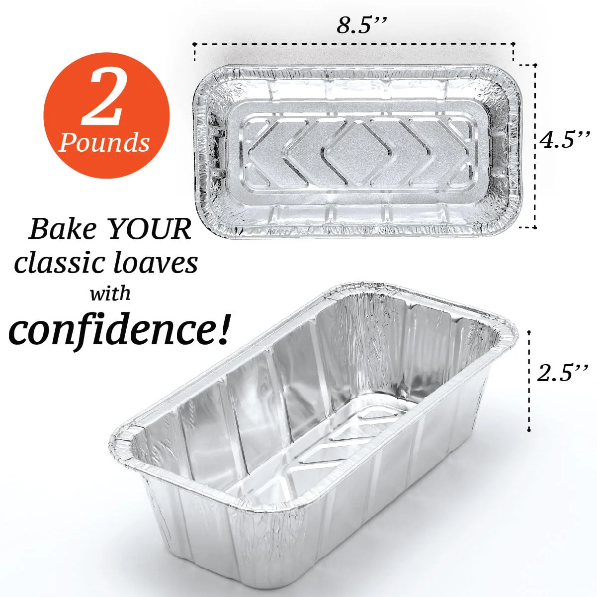 Spare Essentials (65 Pack) 2Lb Foil Bread Pans for Baking, Disposable Bread Pans - Perfect for Baking Banana Bread, Cakes & Meatloaf - 2 Pound Aluminum Pans for Food Serving - 8.5" X 4.5" X 2.5" - Image 8