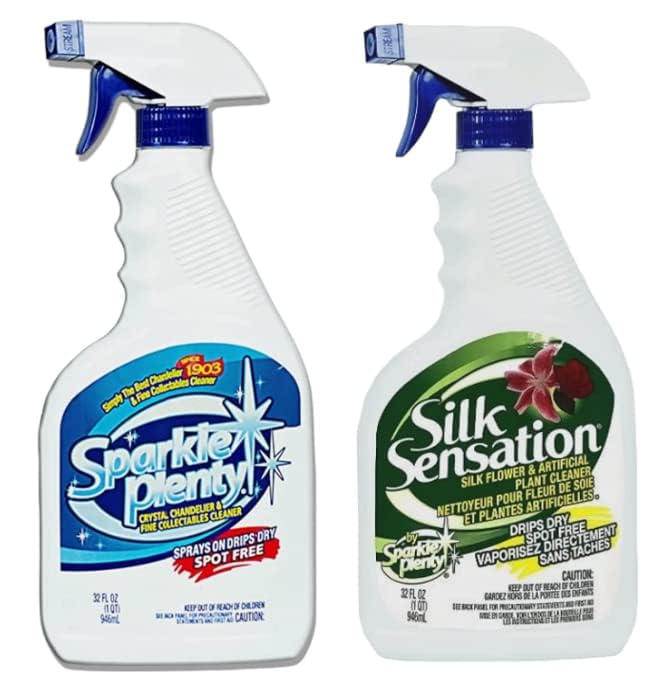 Sparkle Plenty Chandelier Cleaner Drip Dry Spray No Wipe Bundle - Silk Plant Cleaner Spray No Wipe - Dust Cleaning Supplies for Fake Plant, Artificial Flower, Shower Glass or Window Screen (32 oz)