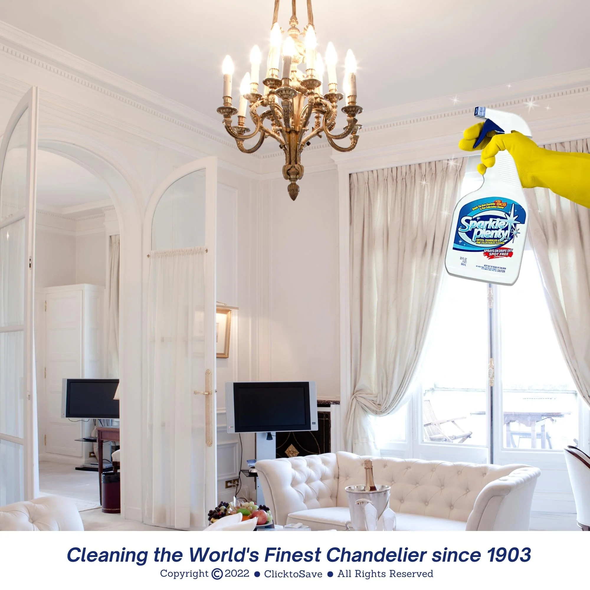 Sparkle Plenty Chandelier Cleaner Drip Dry Spray No Wipe Bundle - Silk Plant Cleaner Spray No Wipe - Dust Cleaning Supplies for Fake Plant, Artificial Flower, Shower Glass or Window Screen (32 oz) - Image 4