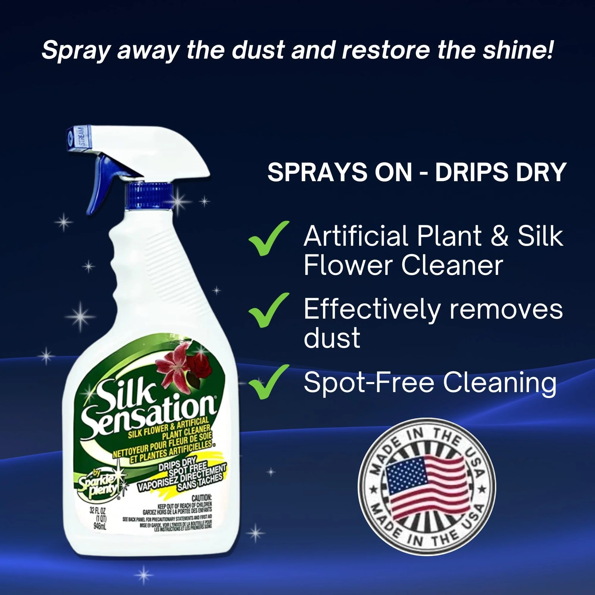 Sparkle Plenty Chandelier Cleaner Drip Dry Spray No Wipe Bundle - Silk Plant Cleaner Spray No Wipe - Dust Cleaning Supplies for Fake Plant, Artificial Flower, Shower Glass or Window Screen (32 oz) - Image 5