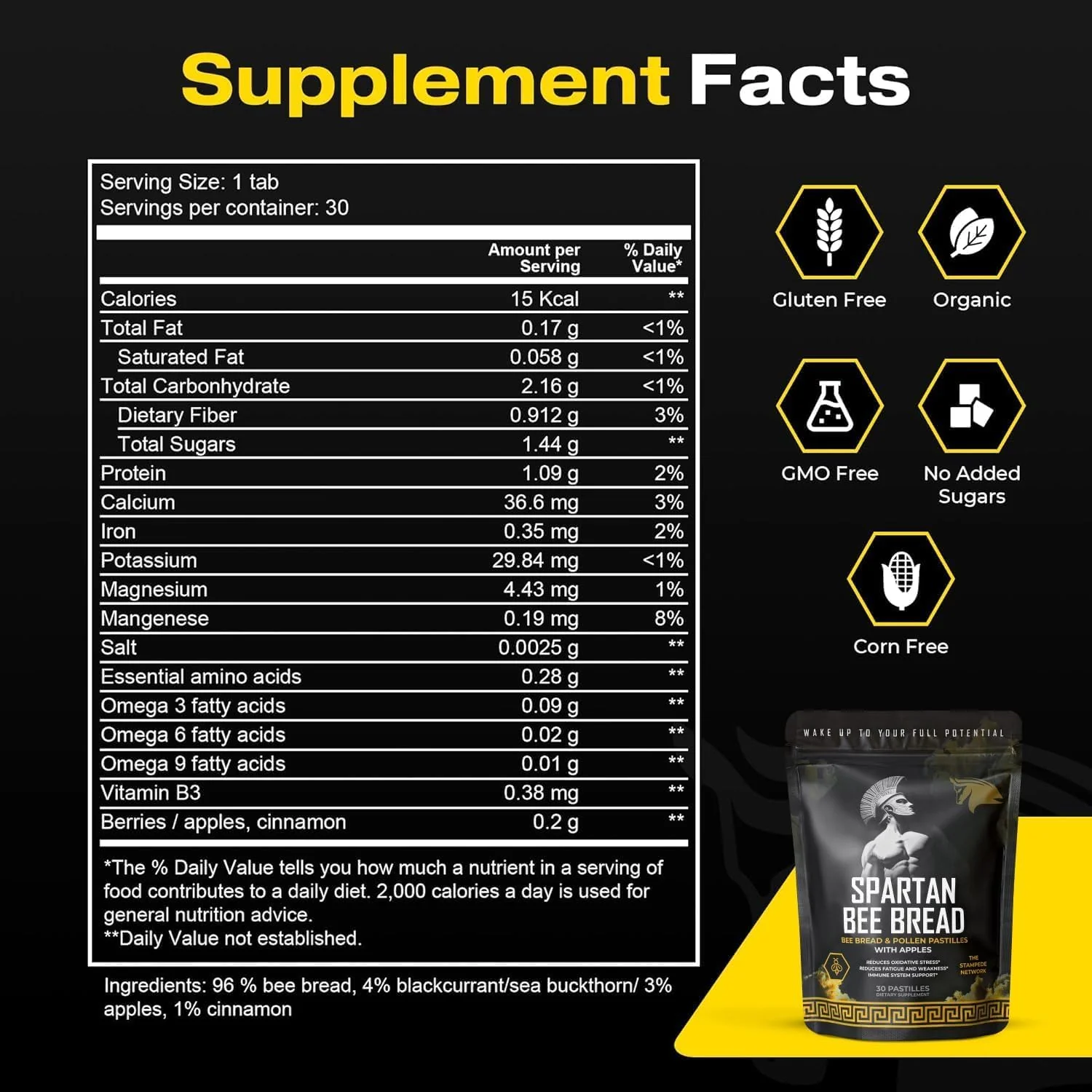 Spartan Bee Bread Chewables – Bee Bread Raw Organic Natural Multivitamin with Bee Pollen, Propolis & Royal Jelly | Fermented for Energy, Vitality, Recovery & Immunity | Non-GMO, Nothing Synthetic - Image 4