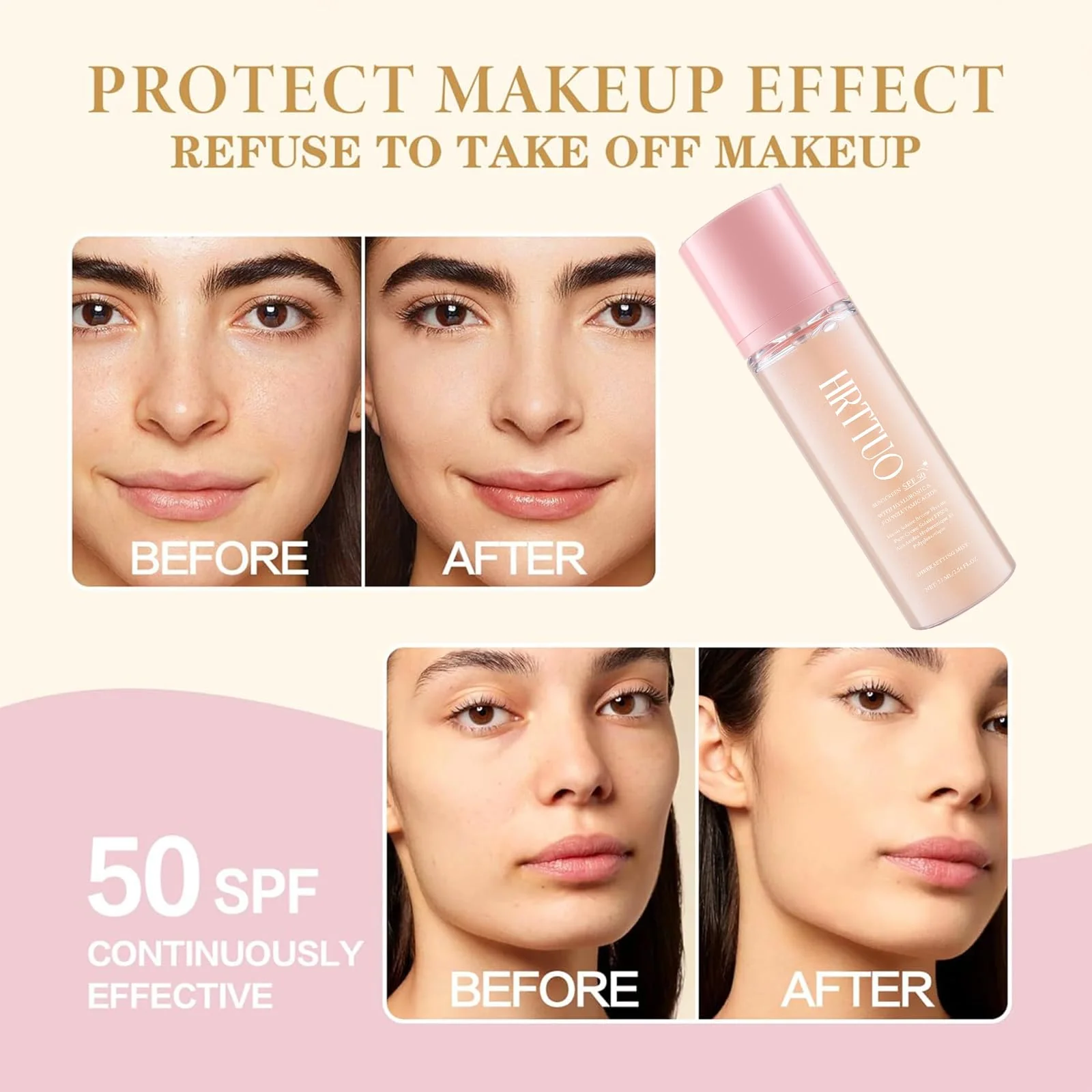 SPF Setting Spray for Face & Body - Sheer Sunscreen Mist SPF 50, Makeup-Friendly Setting Mist with Hydrating Glow, Reef-Safe & Non-Greasy for Beach, Wedding, Daily Wear (2) - Image 4