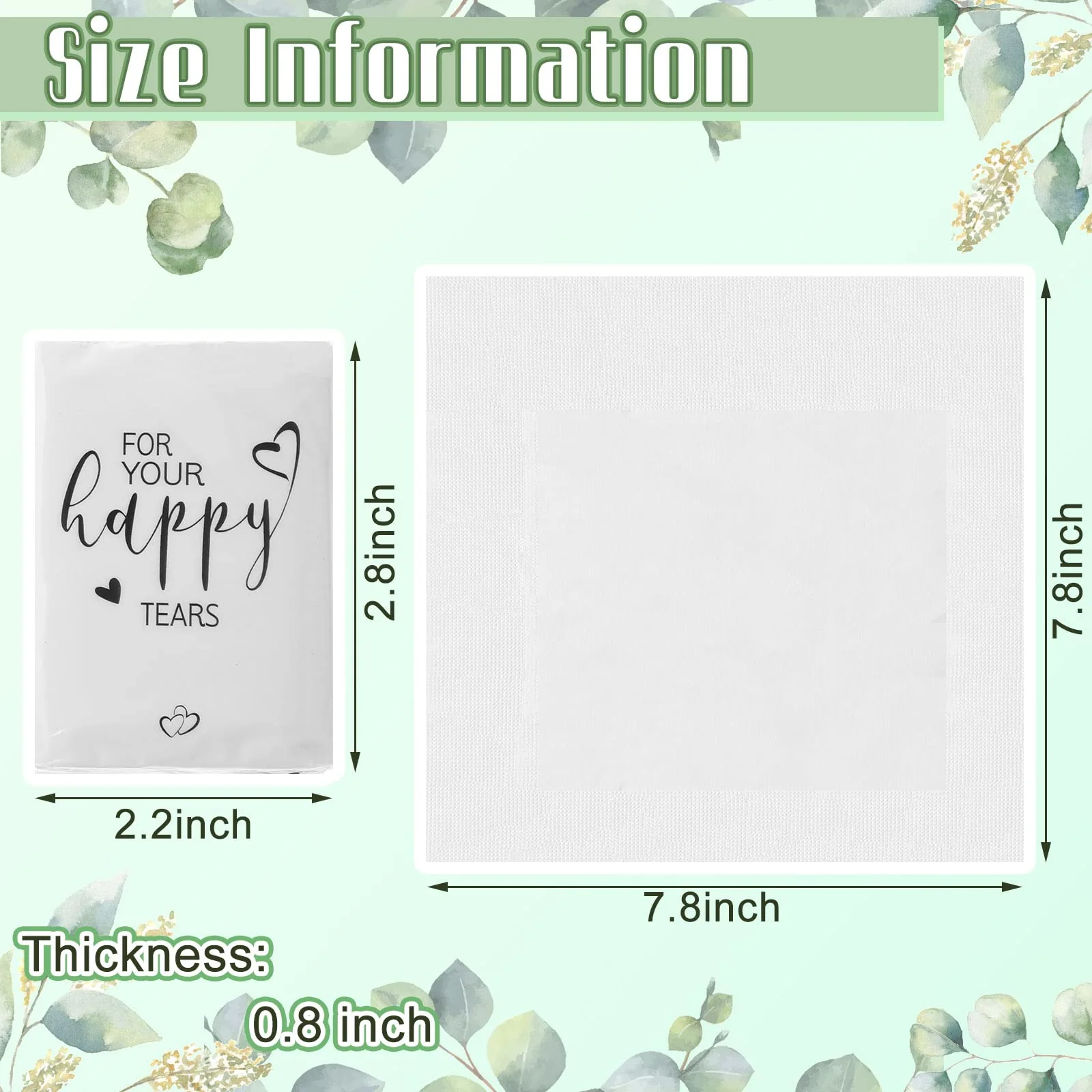 Spiareal 50 Pcs Happy Tears Tissues for Wedding 3 Ply for Your Happy Tears Tissues Packs for Guests Individual Mini Travel Size Pocket Paper for Wedding Party Favor Graduation - Image 5