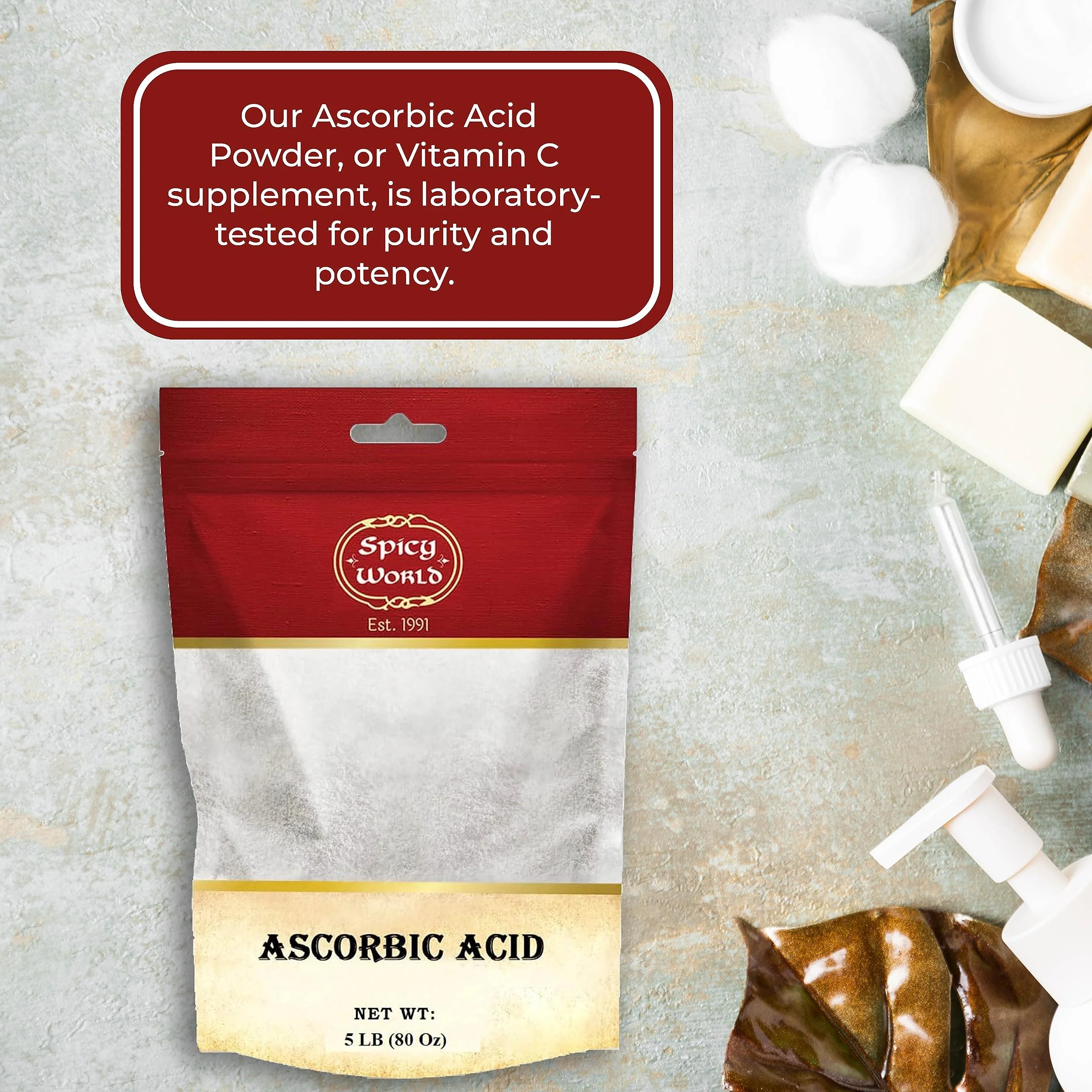 Spicy World Ascorbic Acid Vitamin C Powder 5 LB - Dietary Supplement, Pure VIT C Powder USP Bulk - Image 3